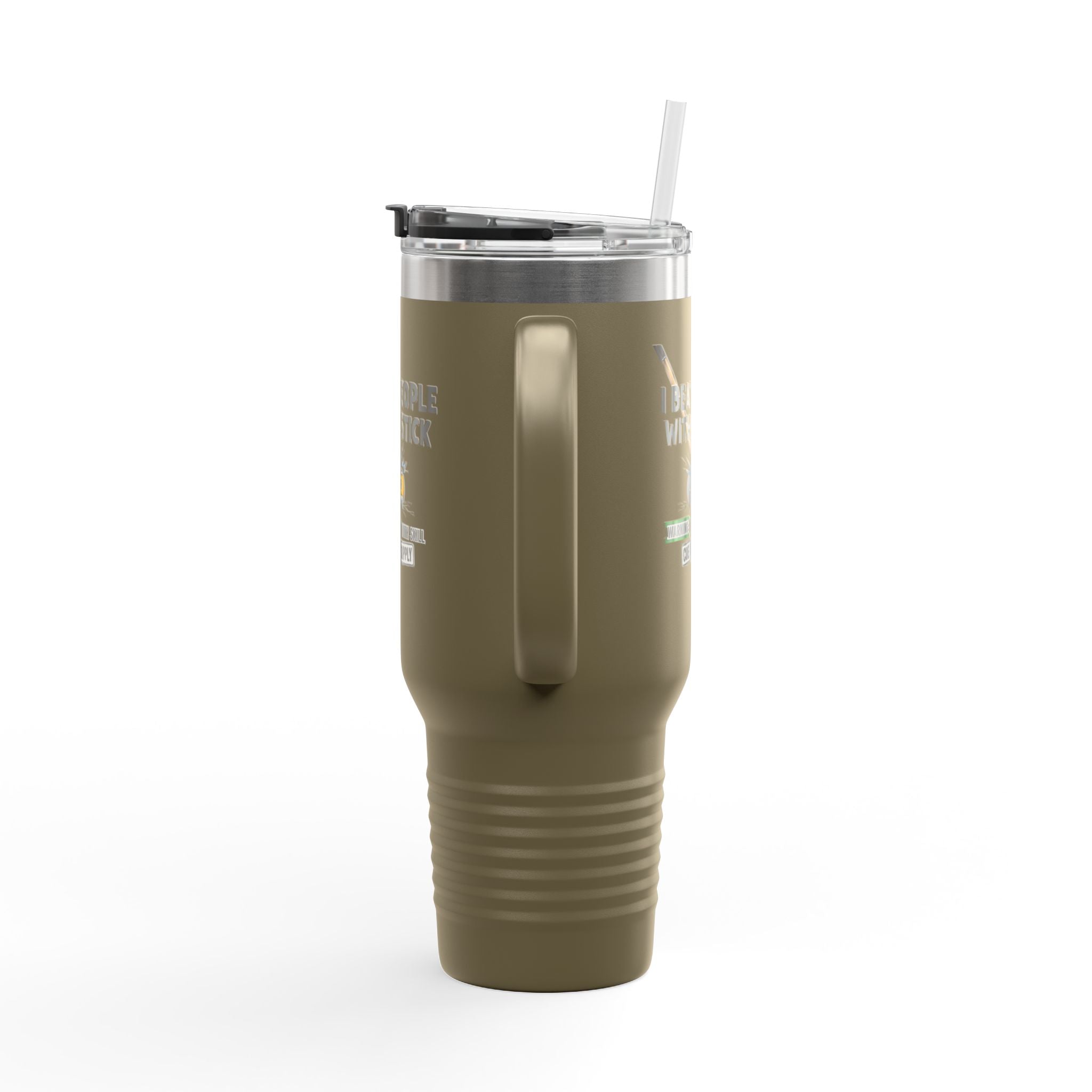 I Beat People With a Stick” Billiards Cue Crew Funny 40 oz. Tumbler