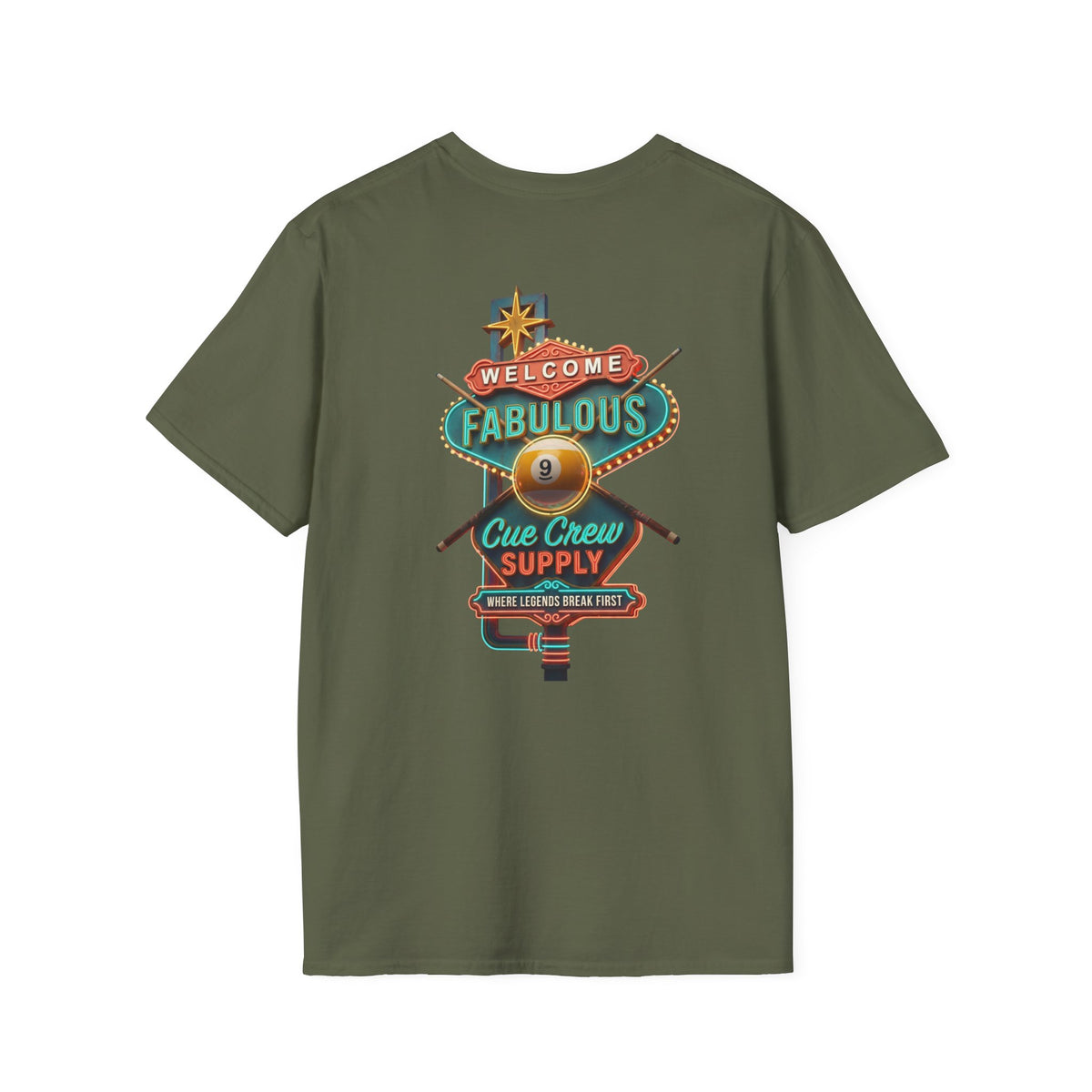 Welcome to Fabulous Cue Crew Supply Billiards T-Shirt | Las Vegas Pool Player Graphic Tee | Front & Back Print