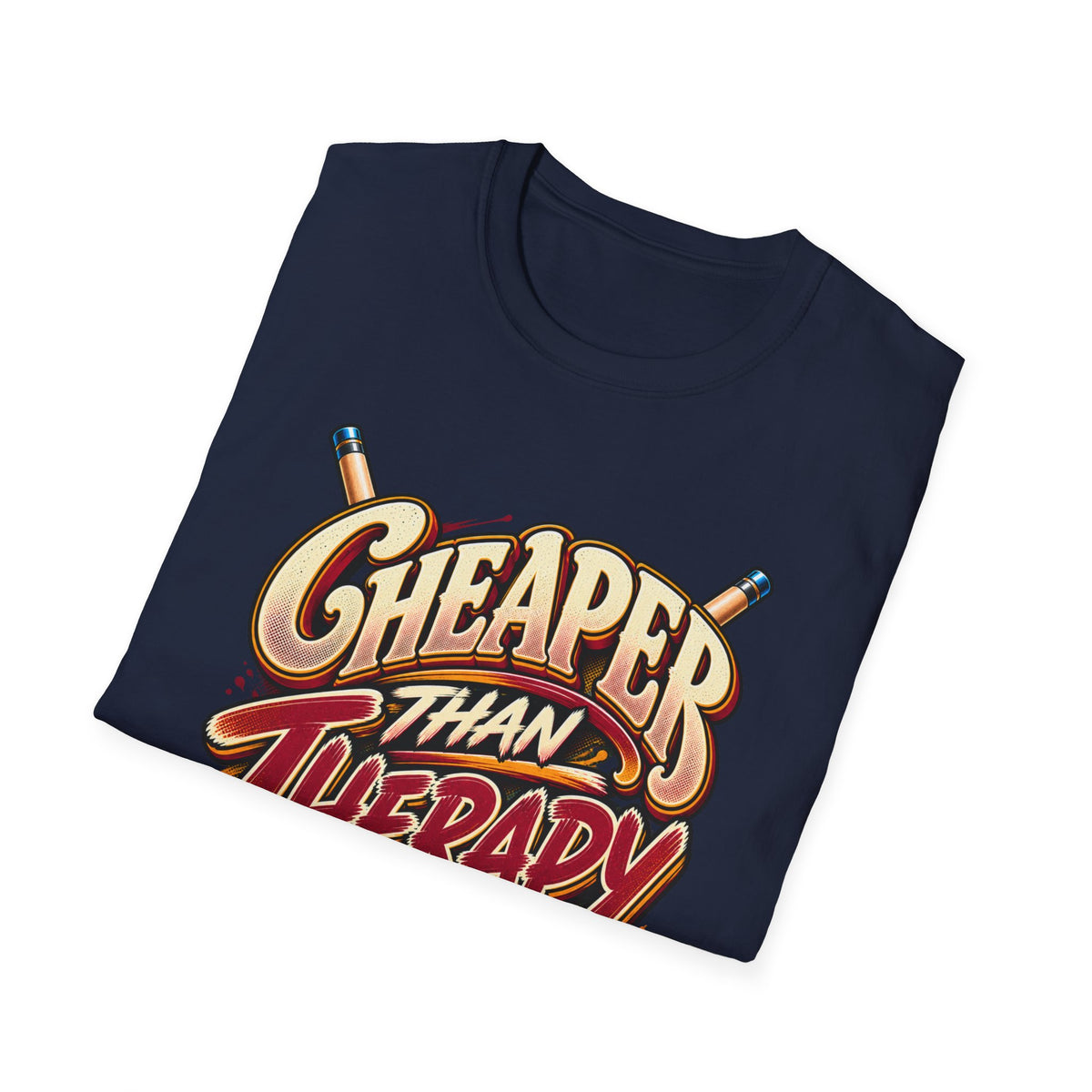 Cheaper Than Therapy Funny Pool Player T-Shirt | Essentials Series | CCS-EST-008
