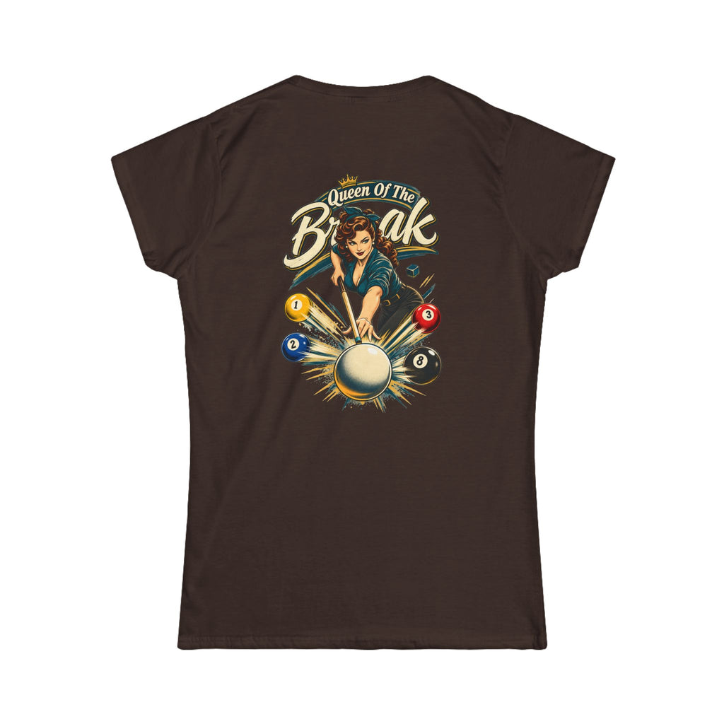 Queen of the Break Women’s Billiards T-Shirt – Front & Back Pool Tee