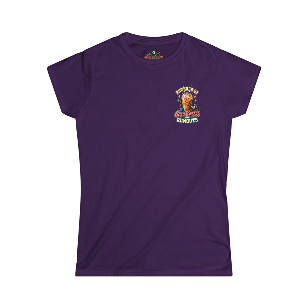 Powered By Iced Coffee & Runouts – Women’s Billiards T-Shirt – Pool Player Tee CCS-WSST-016