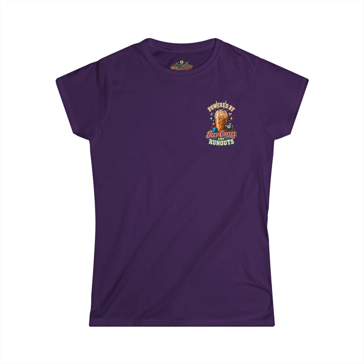 Powered By Iced Coffee & Runouts – Women’s Billiards T-Shirt – Pool Player Tee CCS-WSST-016