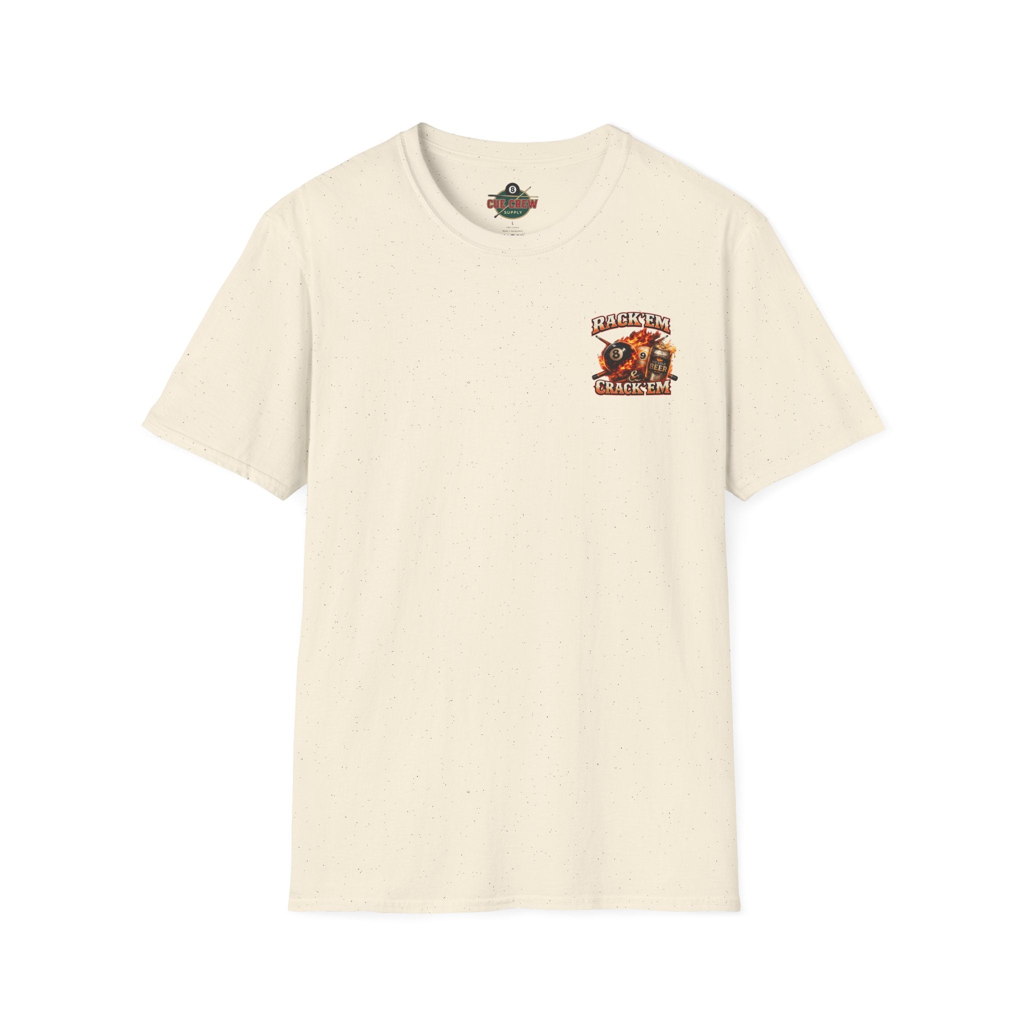 Rack 'Em & Crack 'Em Funny Billiards Beer T-Shirt | 8 Ball & 9 Ball Pool Player Graphic Tee | Front & Back Print