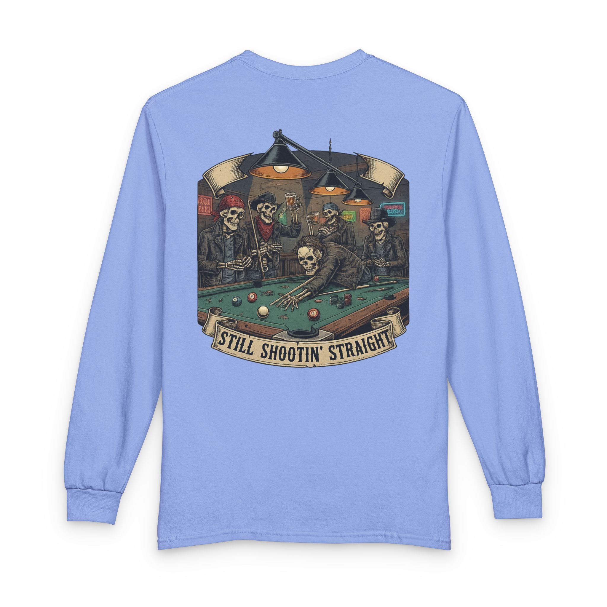 Still Shootin’ Straight Billiards Gildan Long Sleeve Tee