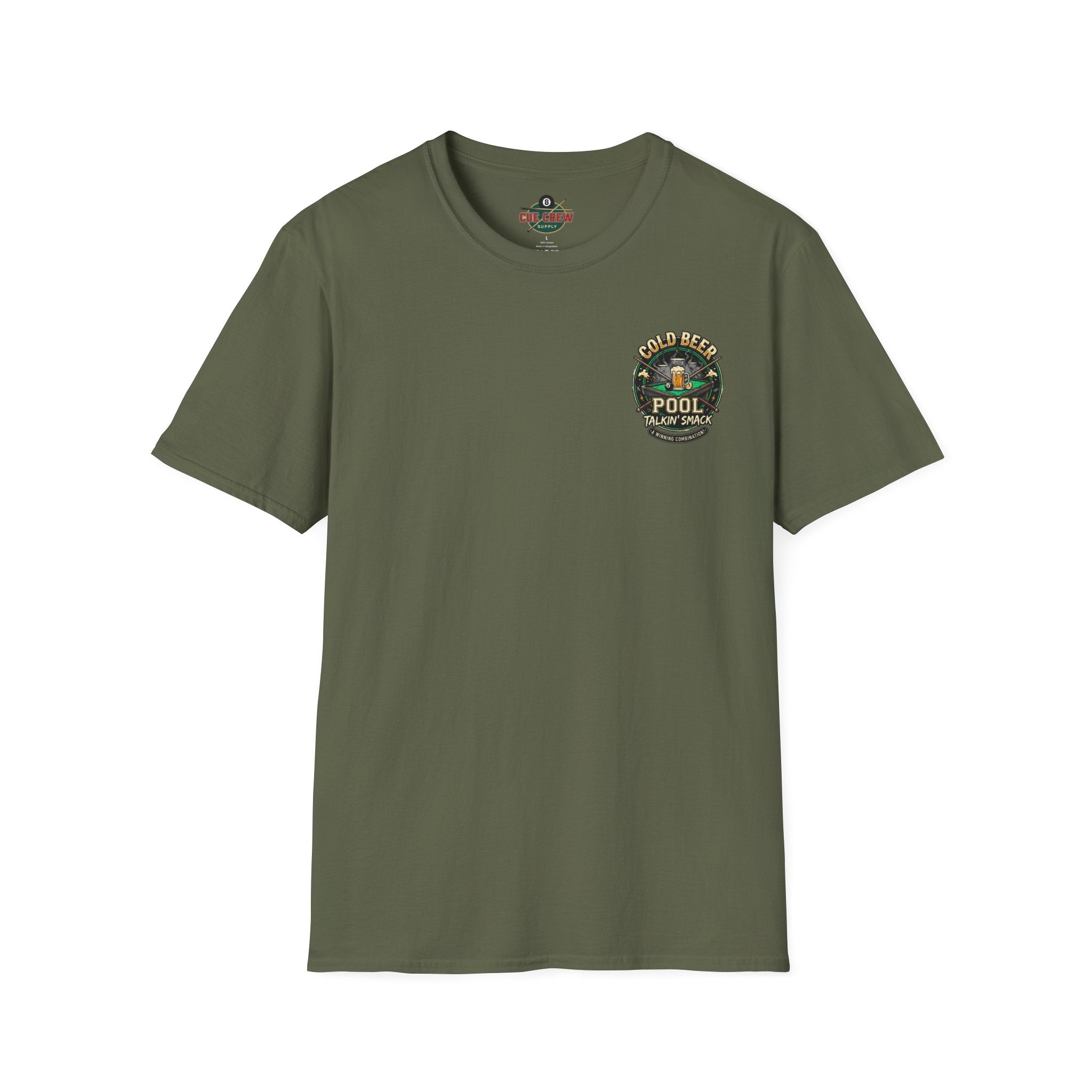 Cold Beer, Pool & Talkin' Smack Billiards T-Shirt | Funny Pool Player Graphic Tee | Front & Back Print