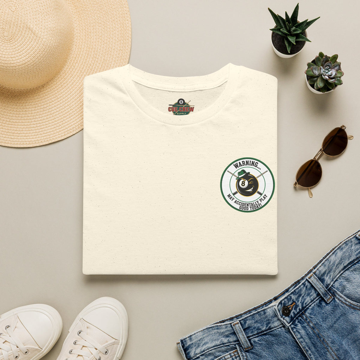 Warning... May Accidentally Play Good Today Billiards T-Shirt | Funny Pool Player Graphic Tee | Front & Back Print