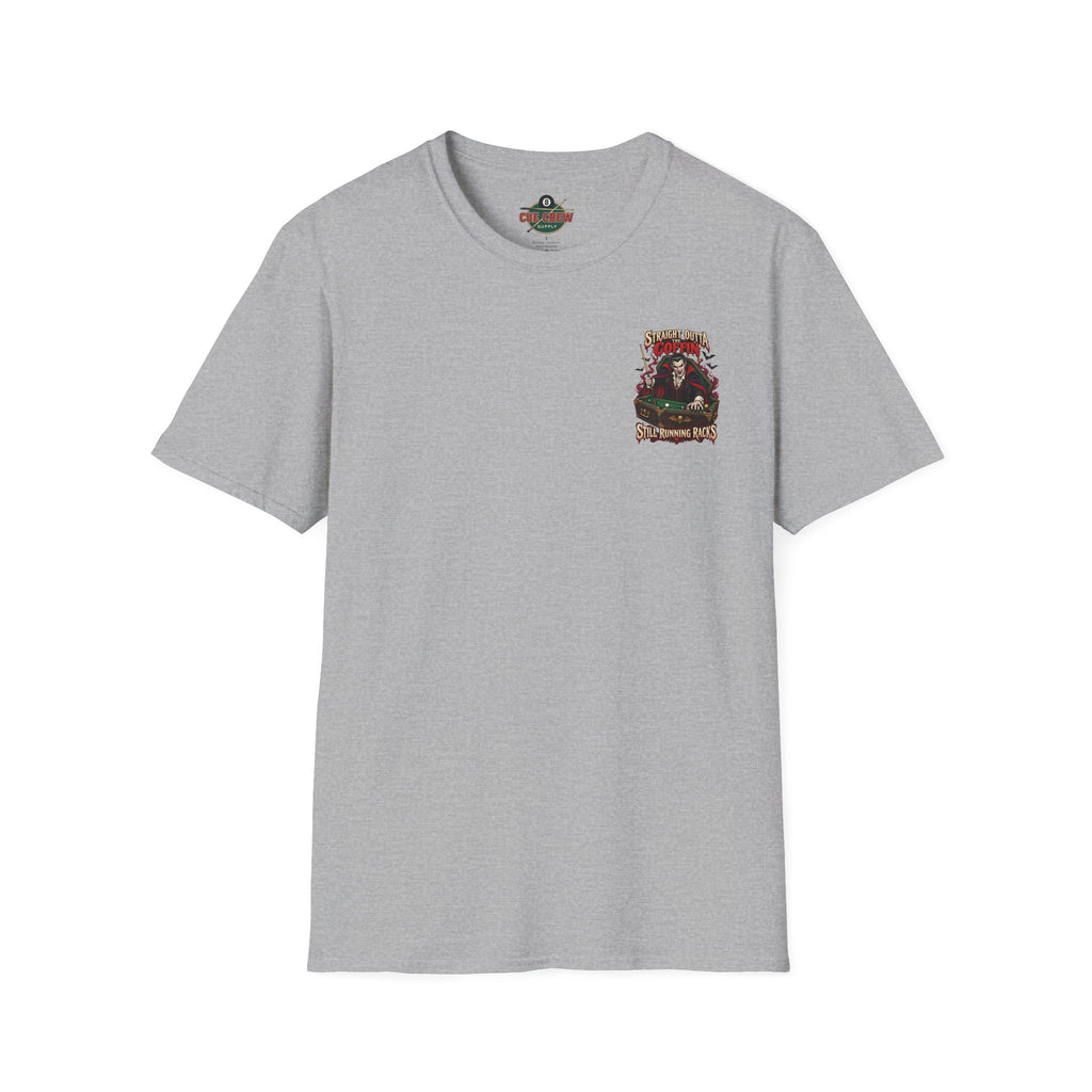 Straight Outta the Coffin – Halloween Billiards T-Shirt – Vampire Pool Player Tee