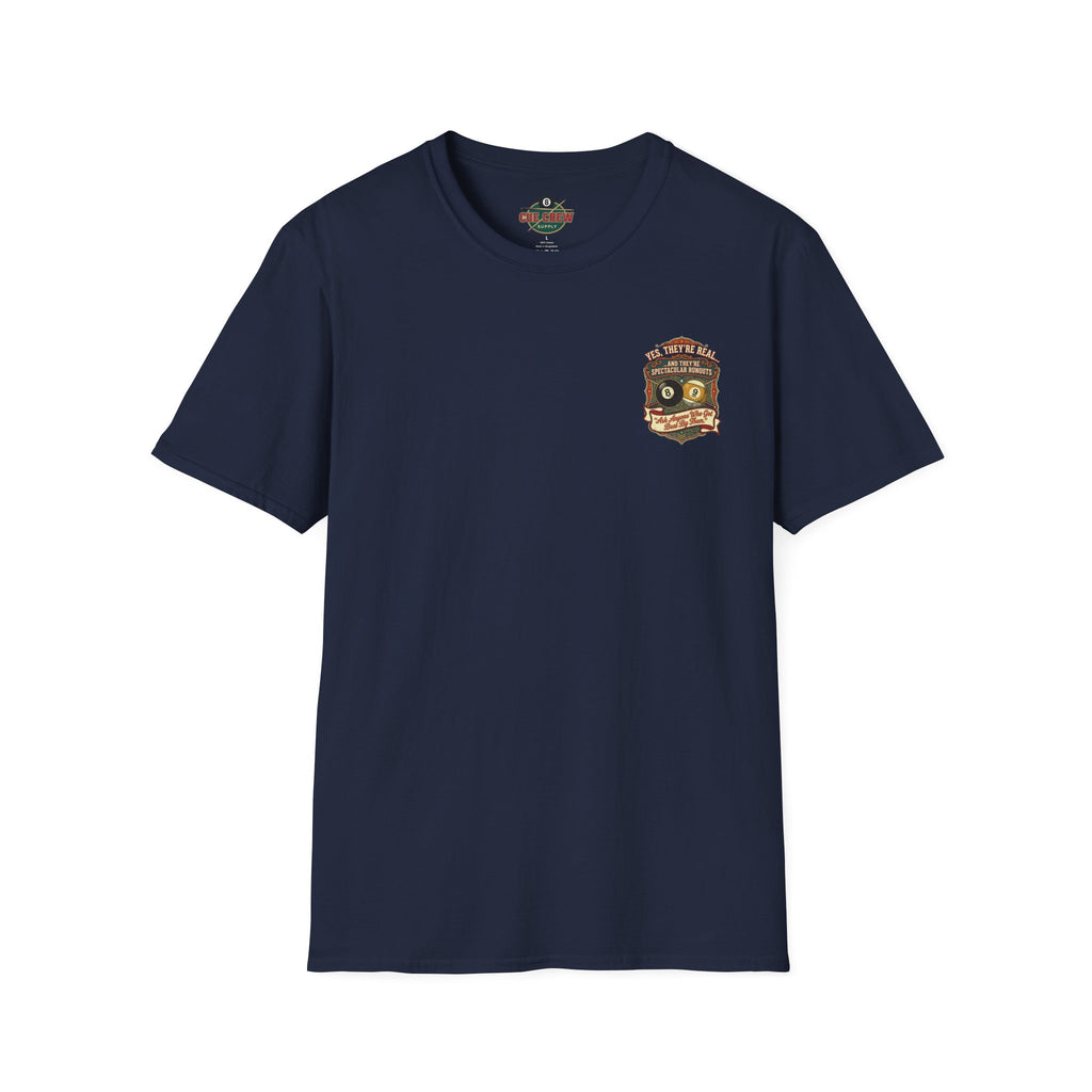 Yes, They're Real… Spectacular Runouts Billiards T-Shirt | Funny Pool Player Graphic Tee | Front & Back Print