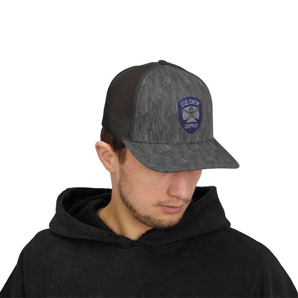 Cue Crew Supply V1 Embroidered Patch Trucker Hat - Yupoong