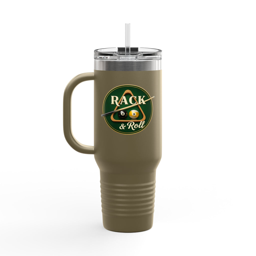 Rack & Roll Billiards Pool Cue Logo 40oz Insulated Travel Mug