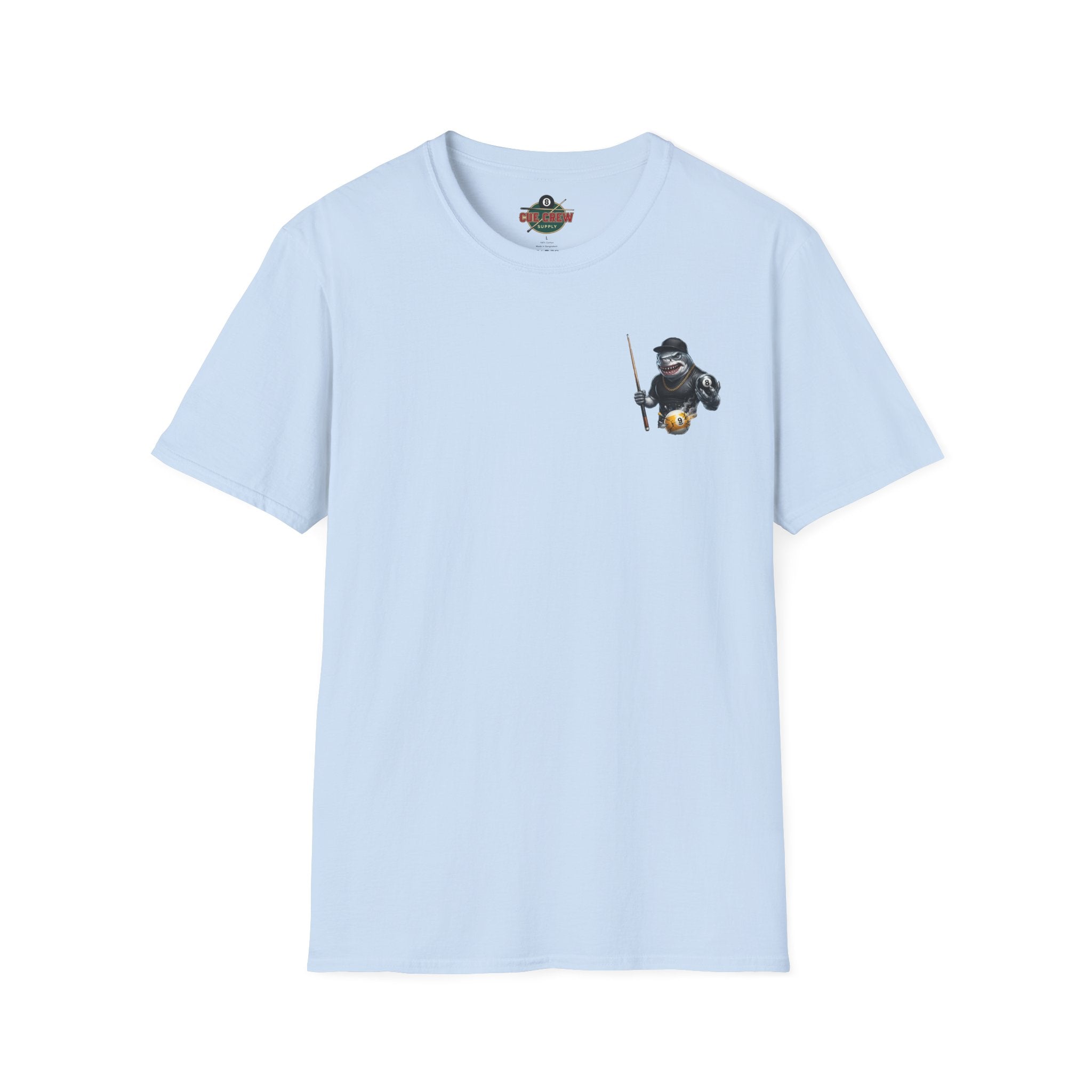 Pool Hall Predator Shark Billiards T-Shirt | Front & Back Print Gangster 8 Ball & Breaking 9 Ball Graphic Unisex Tee