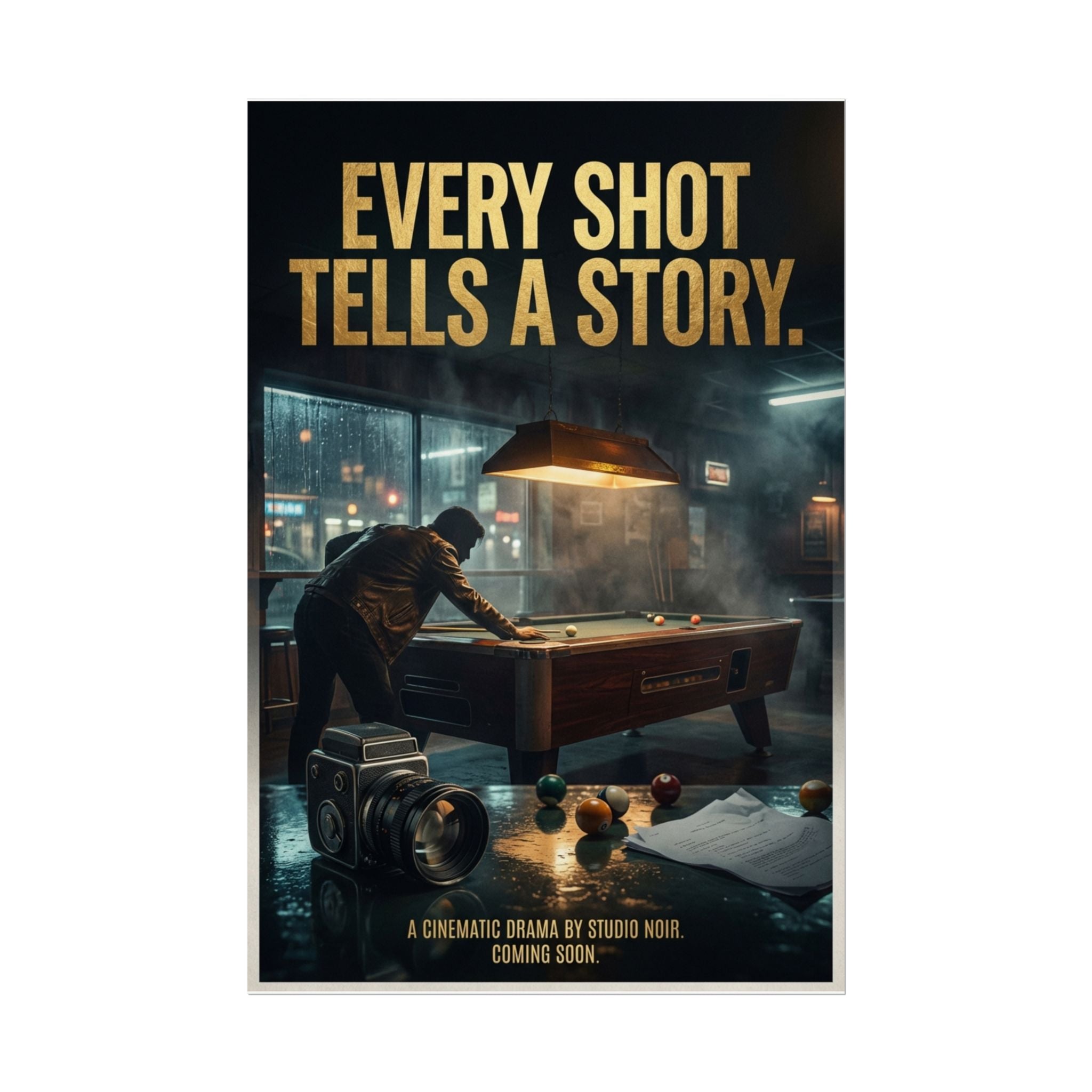 Every Shot Tells a Story Cinematic Poolroom Wall Art Rolled 24"x36" Poster