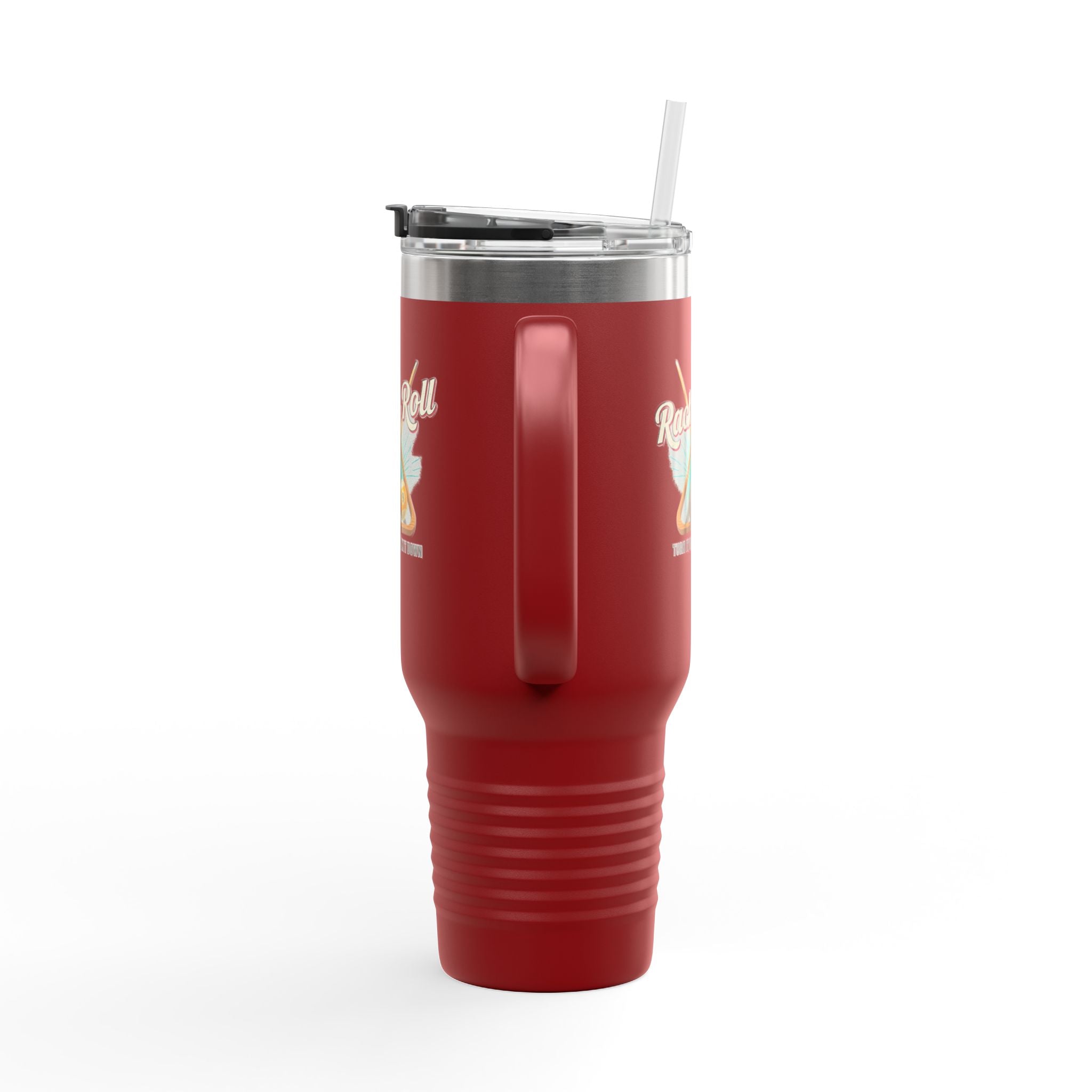 Rack & Roll v2 40oz Insulated Travel Mug – Pool Cue Billiards Design,