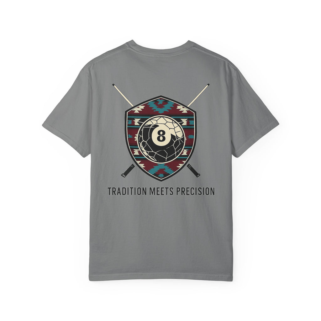 Tradition Meets Precision Pool 8-Ball Crest Comfort Colors Tee