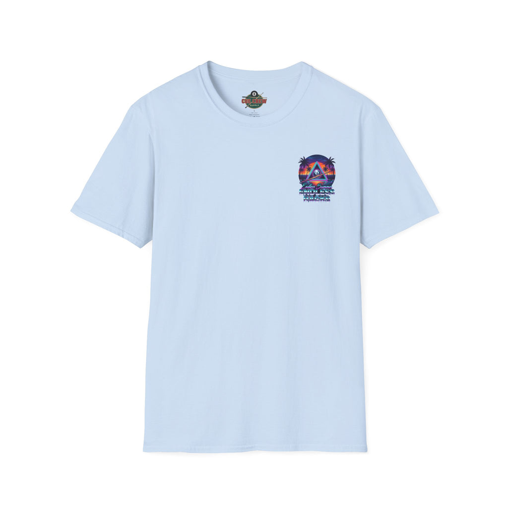 Endless Summer Endless Racks Billiards T-Shirt | Retro Sunset Pool Player Graphic Tee | Tropical 8 Ball Beach Vibes Shirt
