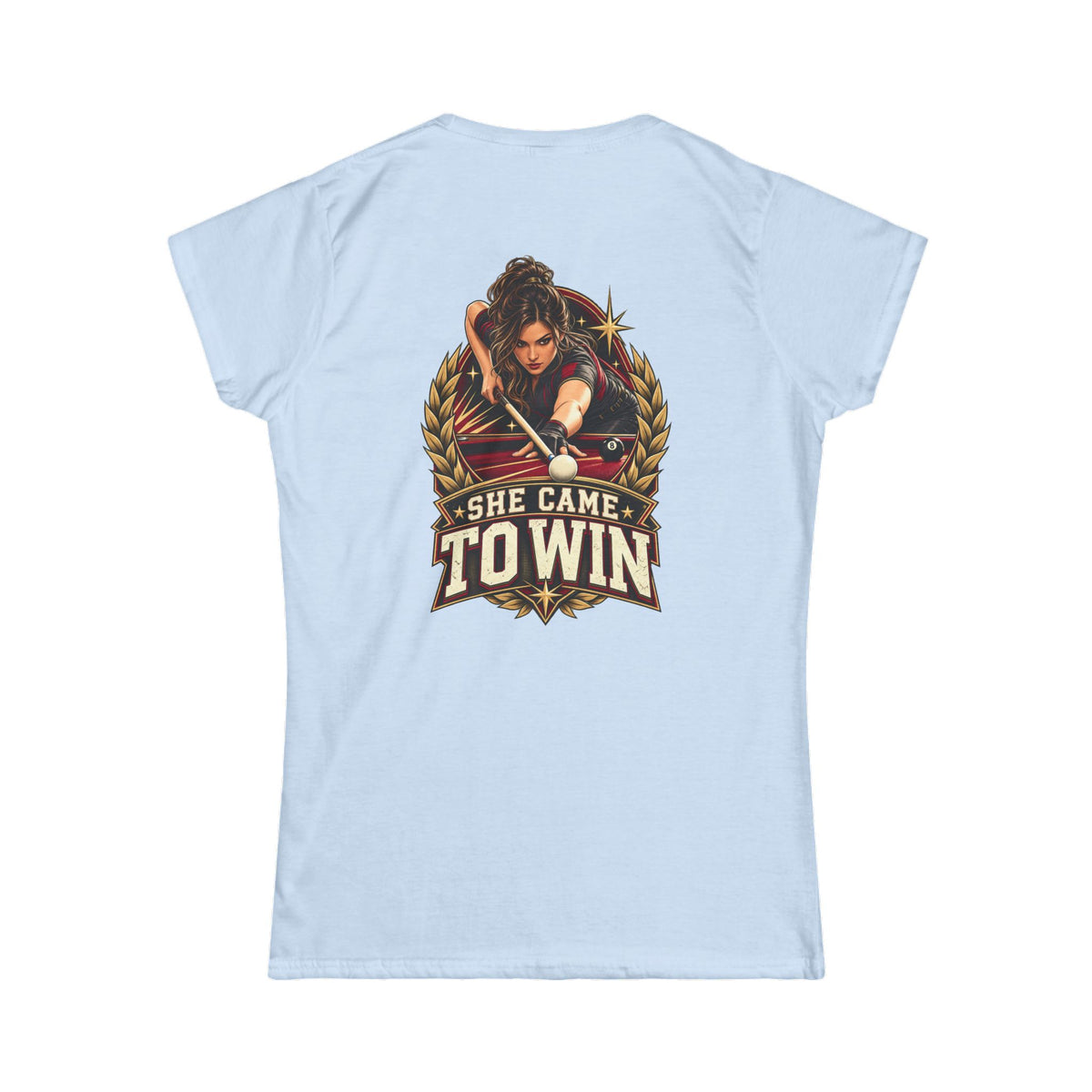 She Came To Win Women’s Billiards T-Shirt – Front & Back Pool Tee