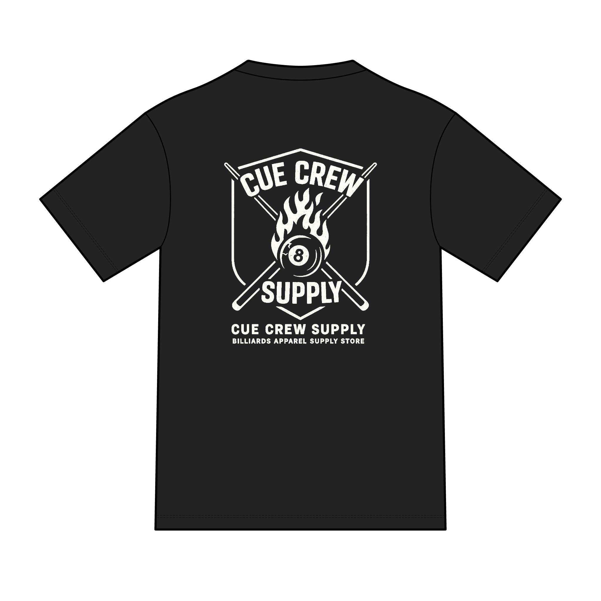 Cue Crew Supply Flaming 8 Ball Billiards Tri-Blend Tee
