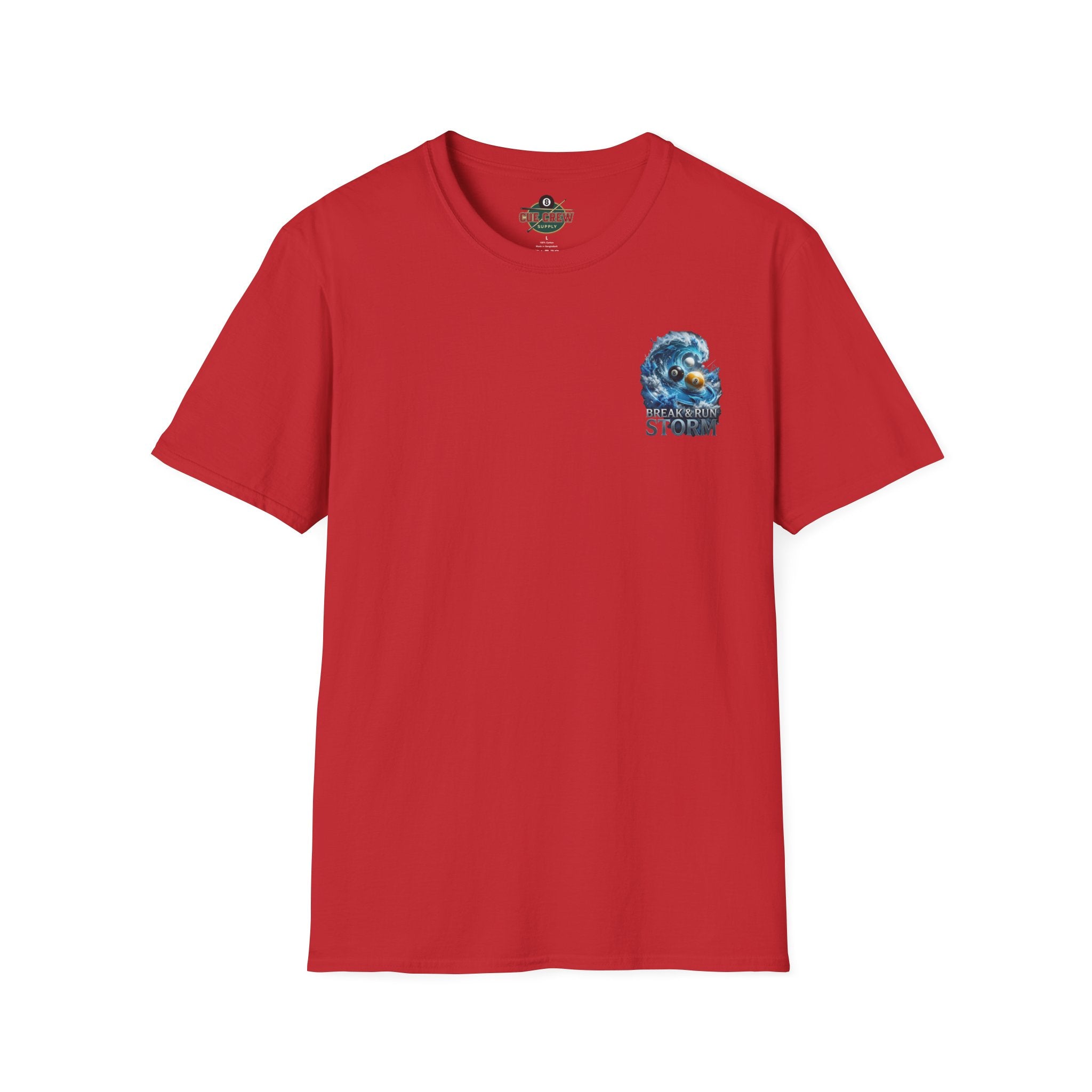 Break & Run Storm Billiards T-Shirt | Ocean Wave Pool Player Graphic Tee | Front & Back Print