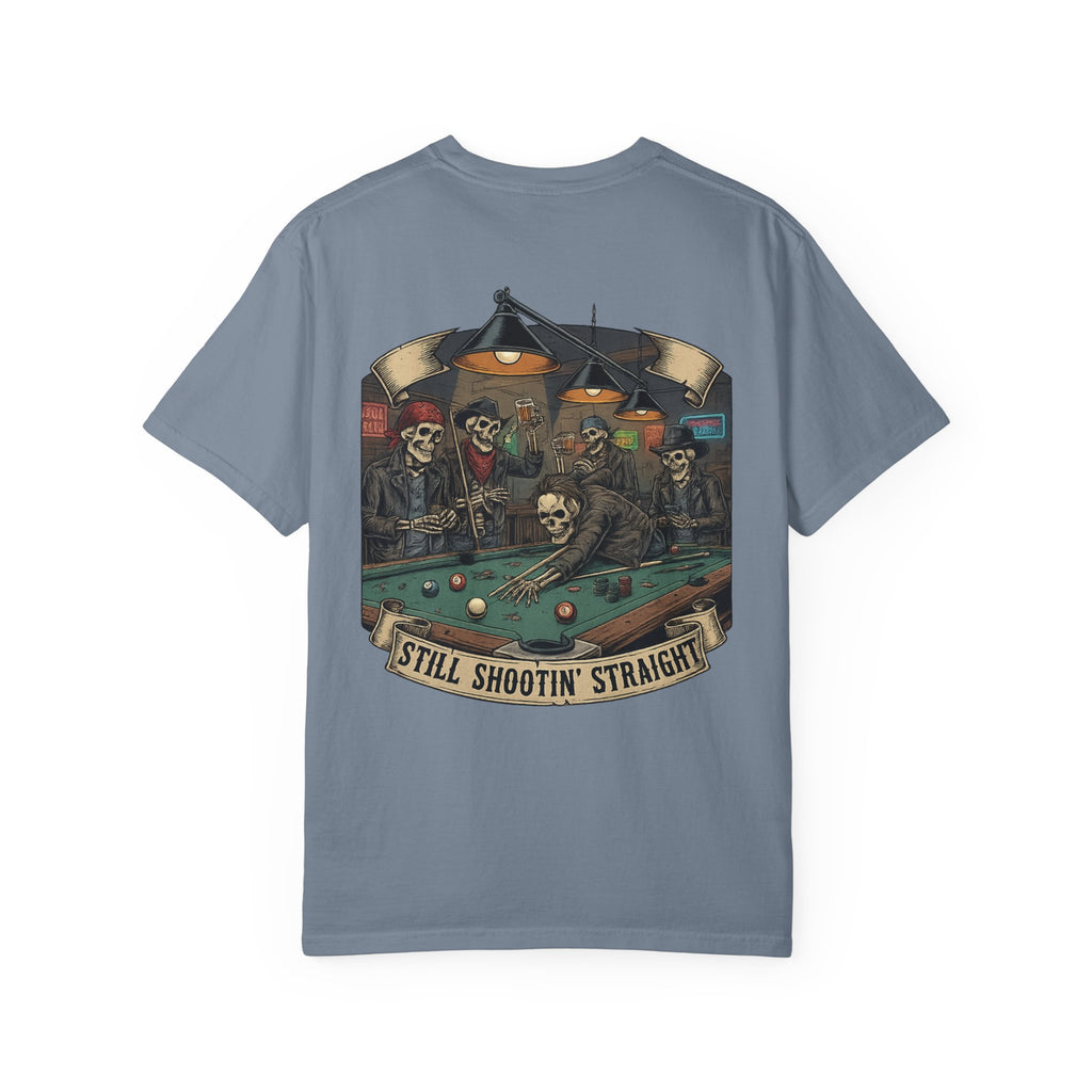 Still Shootin' Straight Pool Skeleton Comfort Colors Tee