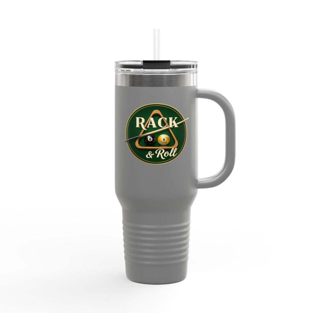 Rack & Roll Billiards Pool Cue Logo 40oz Insulated Travel Mug