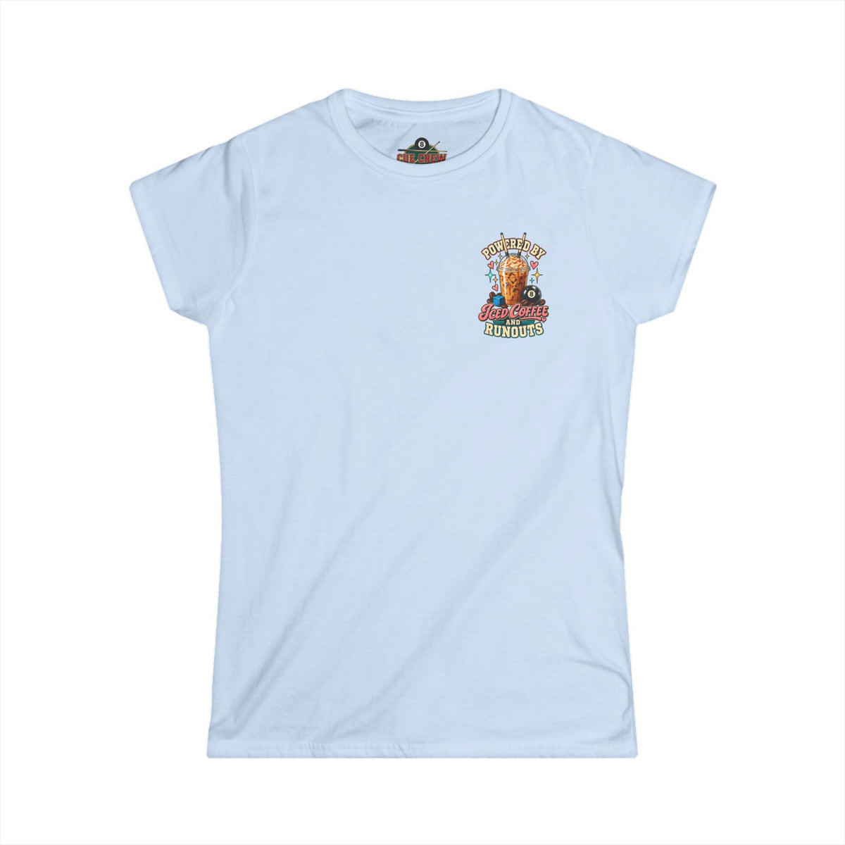 Powered By Iced Coffee & Runouts – Women’s Billiards T-Shirt – Pool Player Tee CCS-WSST-016