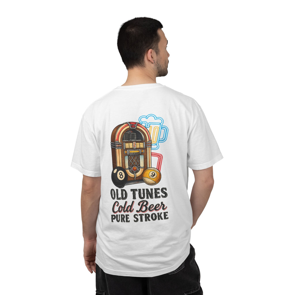 Old Tunes Cold Beer Pure Stroke Retro Music & Pool Comfort Colors Tee