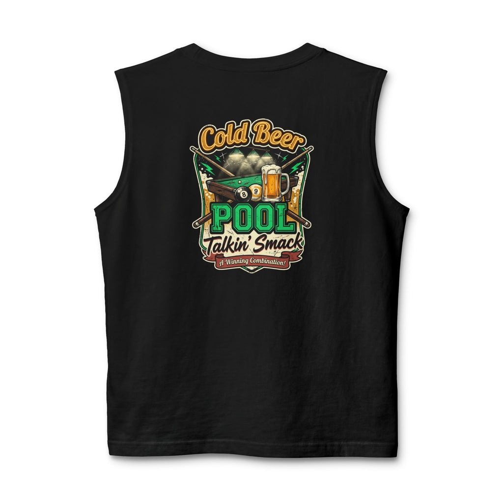 Cold Beer Pool Talkin' Smack Billiards Muscle Tank | Funny Pool Player Sleeveless Shirt | Unisex Cue Crew Supply