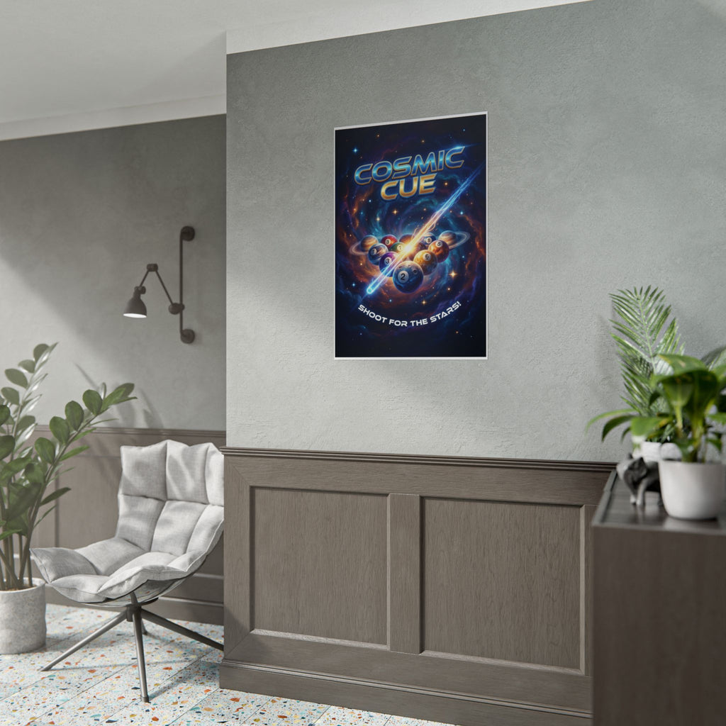 Cosmic Cue Shoot for the Stars Billiards Wall Art Rolled Poster