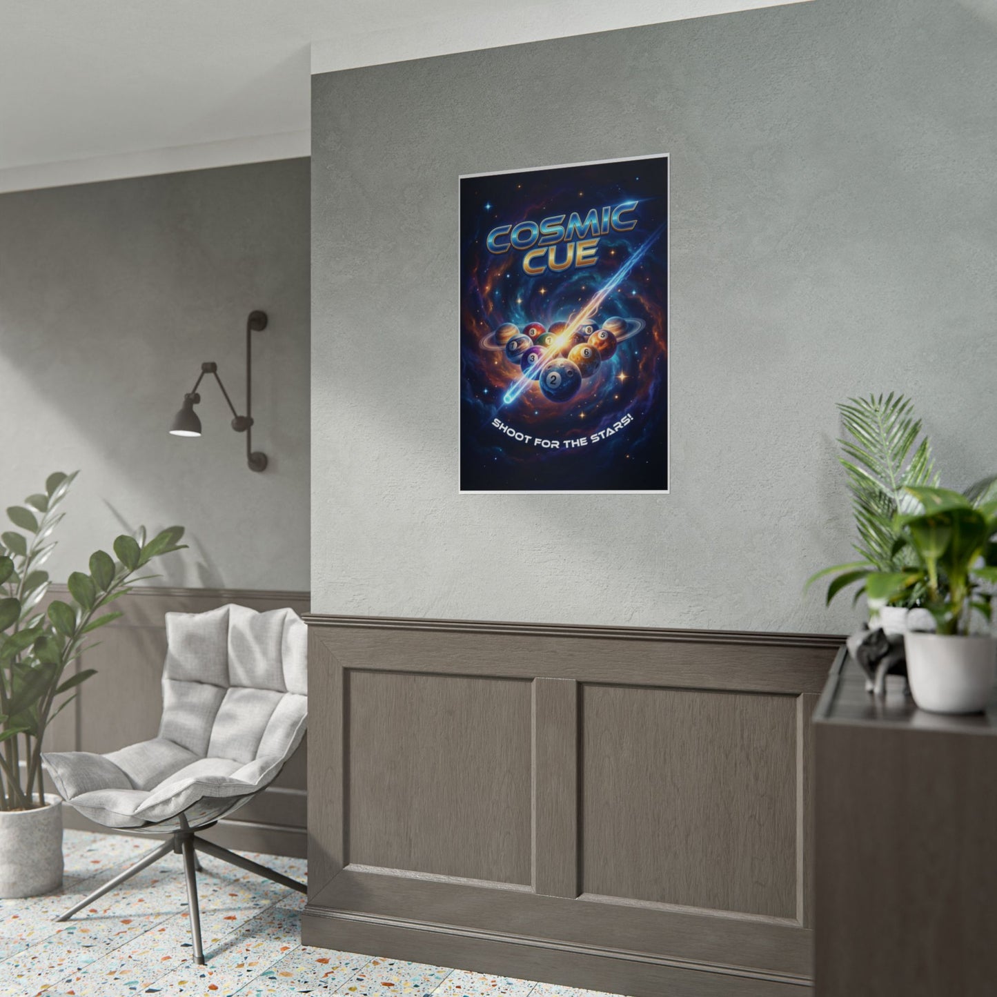 Cosmic Cue Shoot for the Stars Billiards Wall Art Rolled Poster