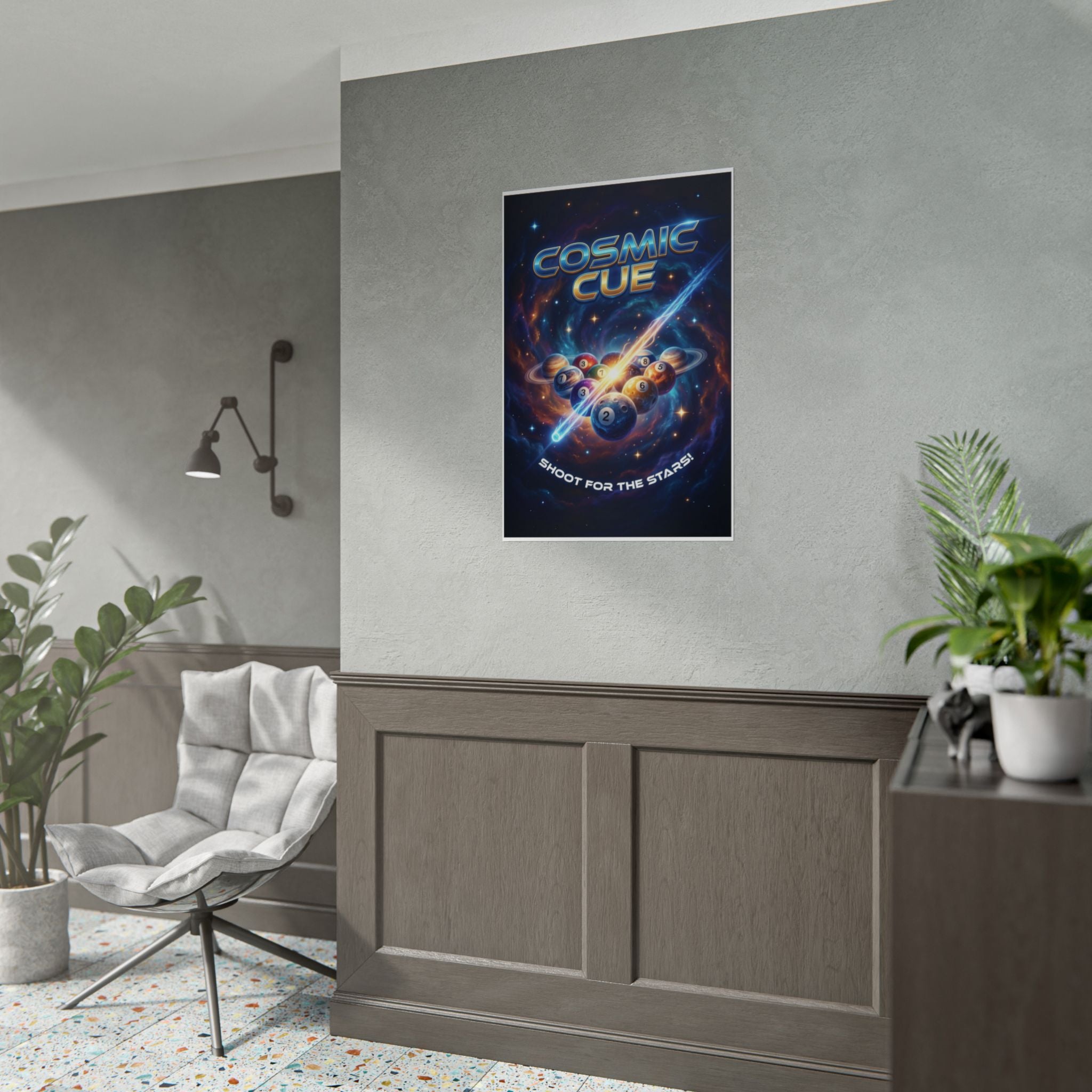 Cosmic Cue Shoot for the Stars Billiards Wall Art Rolled Poster