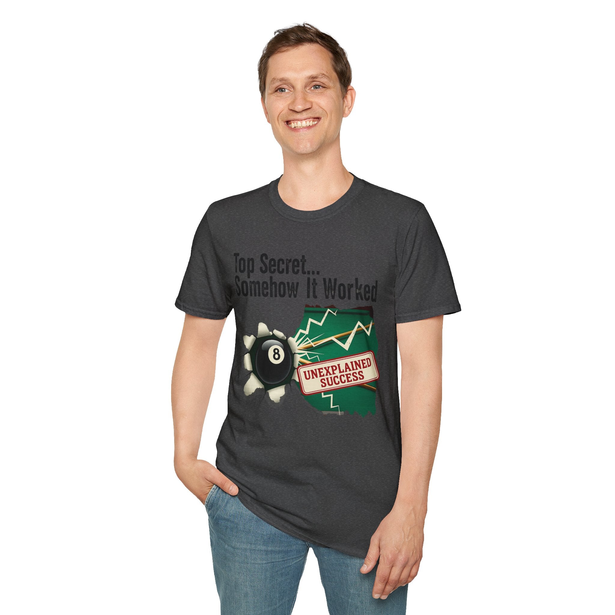 Top Secret… Somehow It Worked - Unexplained Core Line Billiards Gildan Tee