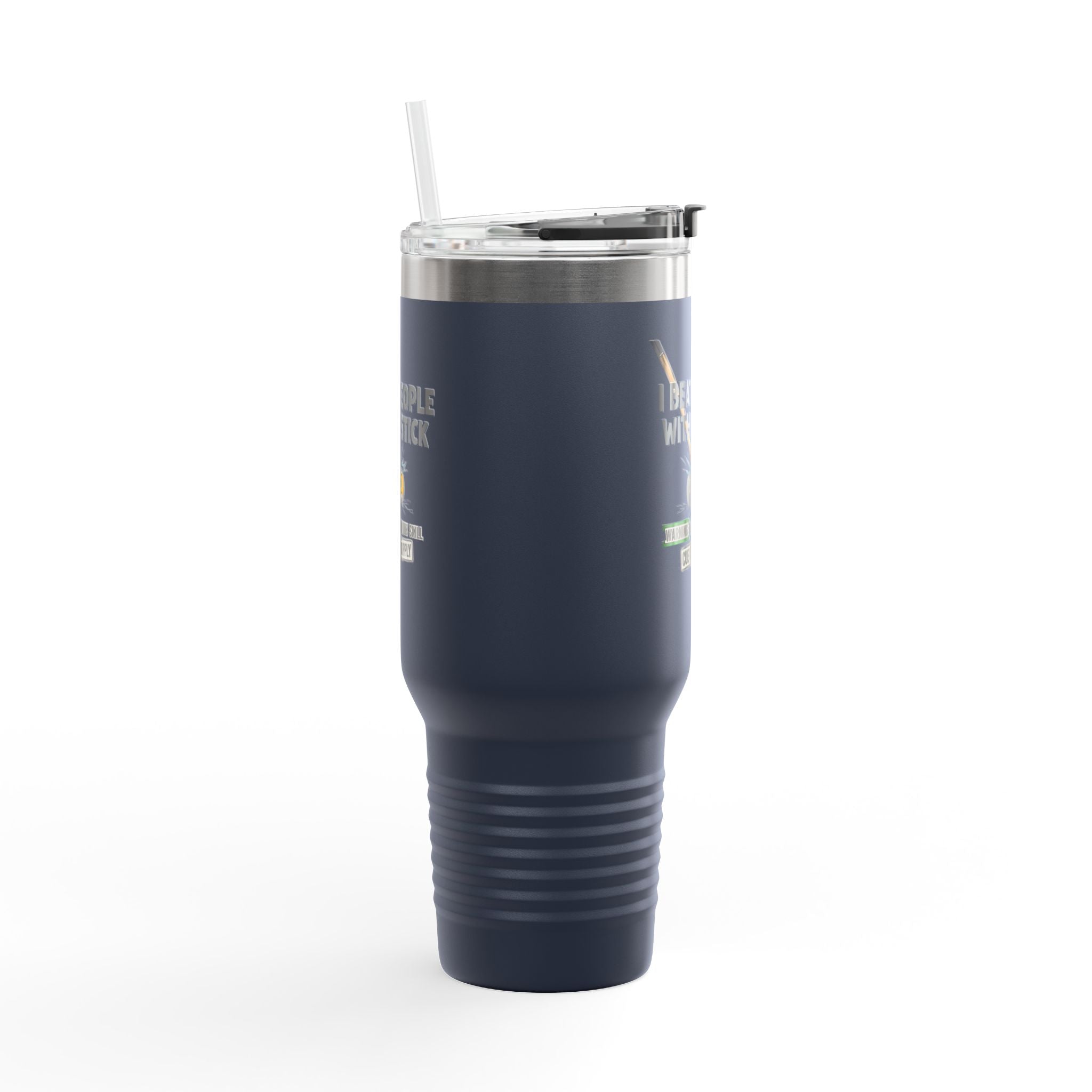 I Beat People With a Stick” Billiards Cue Crew Funny 40 oz. Tumbler