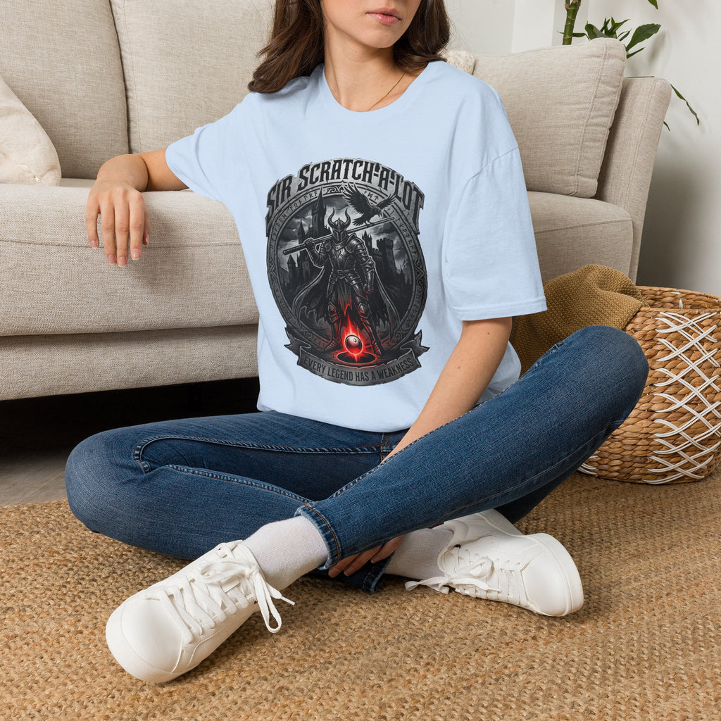Sir Scratch-A-Lot Funny Billiards T-Shirt | Medieval Pool Knight Graphic | Front Only Print Unisex Tee