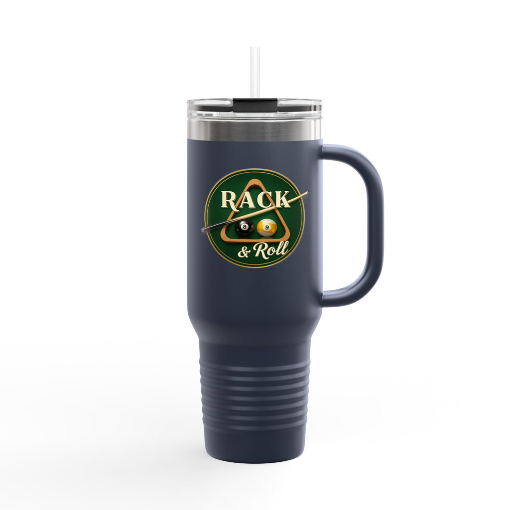 Rack & Roll Billiards Pool Cue Logo 40oz Insulated Travel Mug