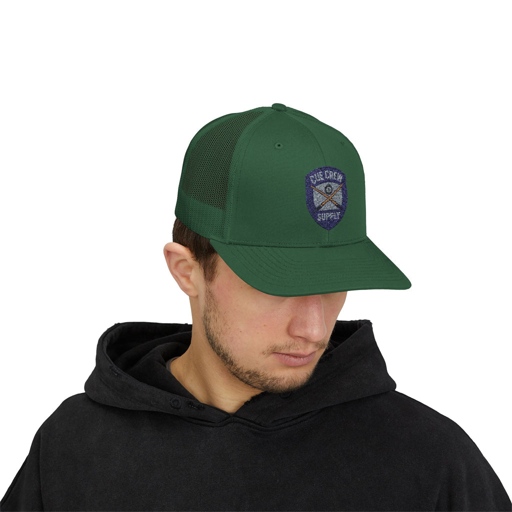 Cue Crew Supply V1 Embroidered Patch Trucker Hat - Yupoong