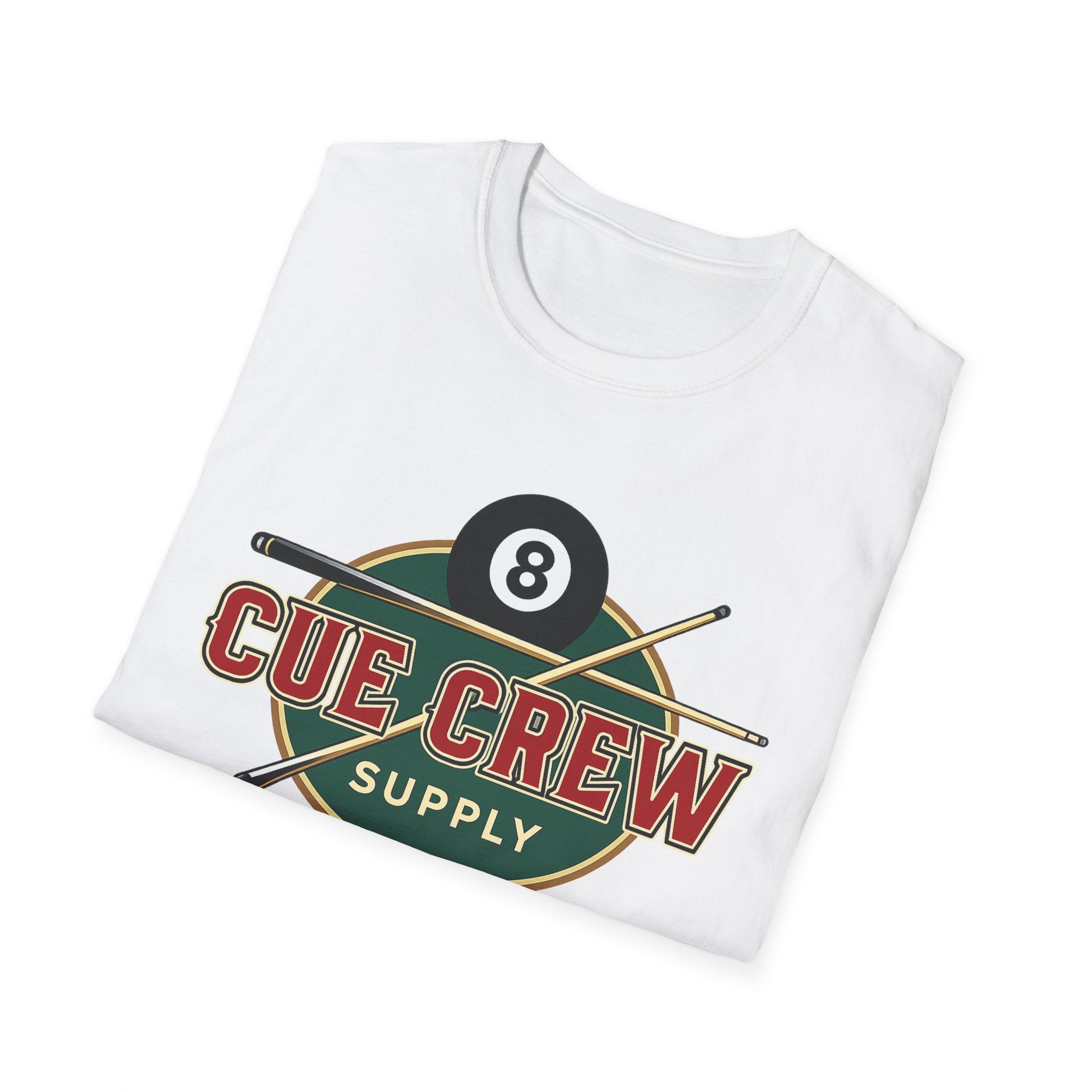 Cue Crew Supply Retro Logo Core Line Billiards Gildan Tee
