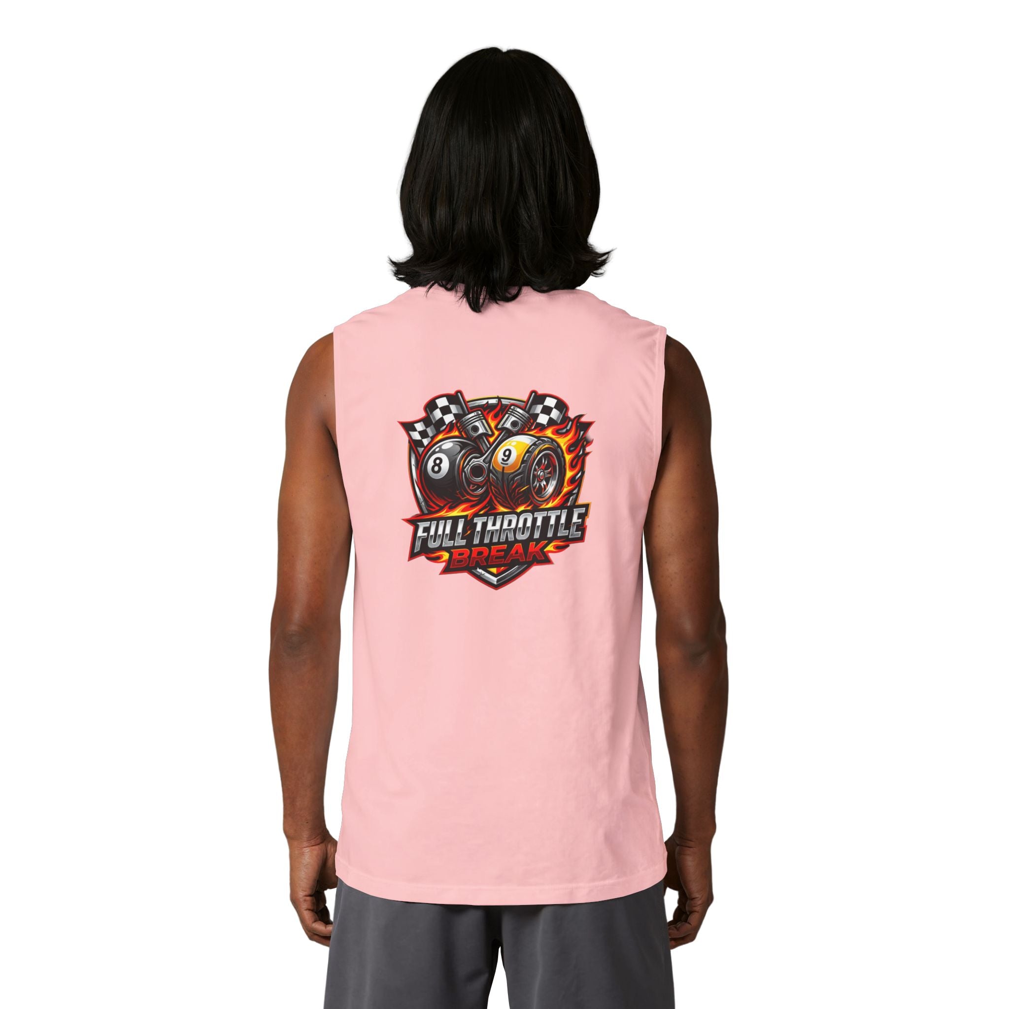 Full Throttle Break Unisex Muscle Tank | Hot Rod 8 Ball & 9 Ball Pool Player Sleeveless Shirt | Cue Crew Supply