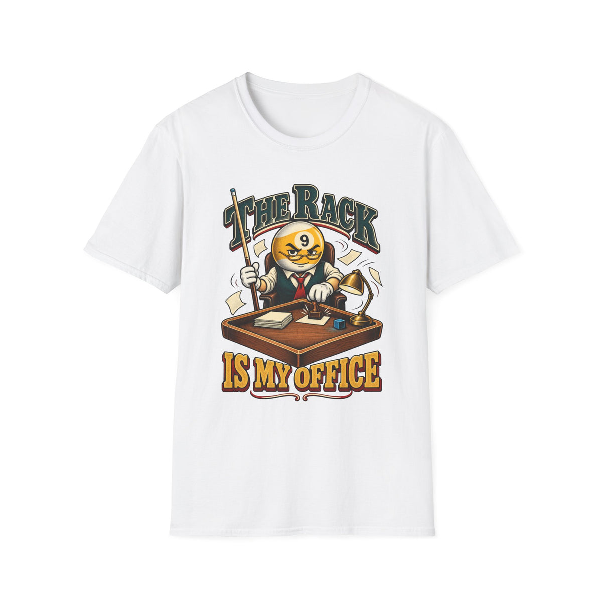 The Rack Is My Office – Funny Billiards T-Shirt – Cue Crew Essentials CCS-EST-002