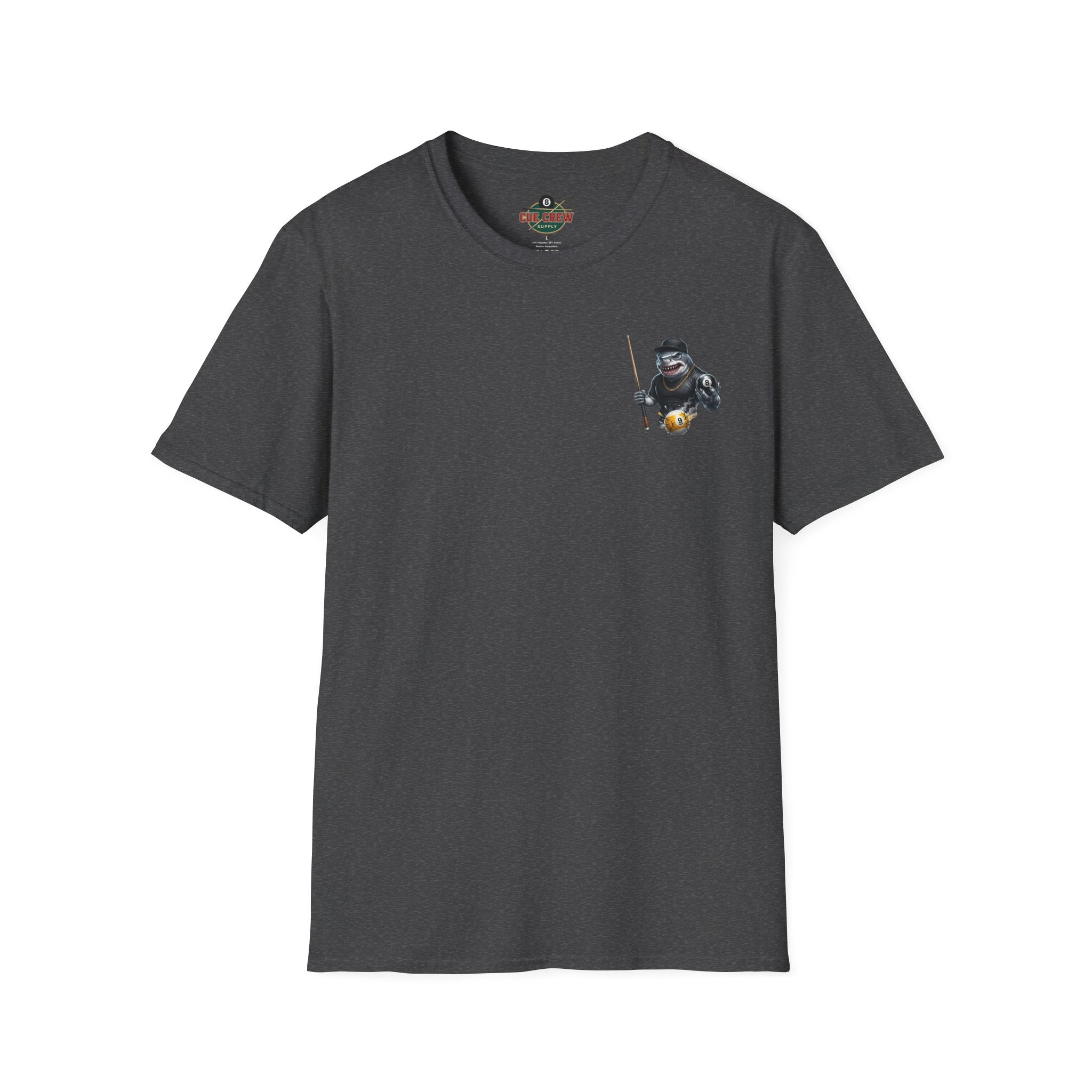 Pool Hall Predator Shark Billiards T-Shirt | Front & Back Print Gangster 8 Ball & Breaking 9 Ball Graphic Unisex Tee