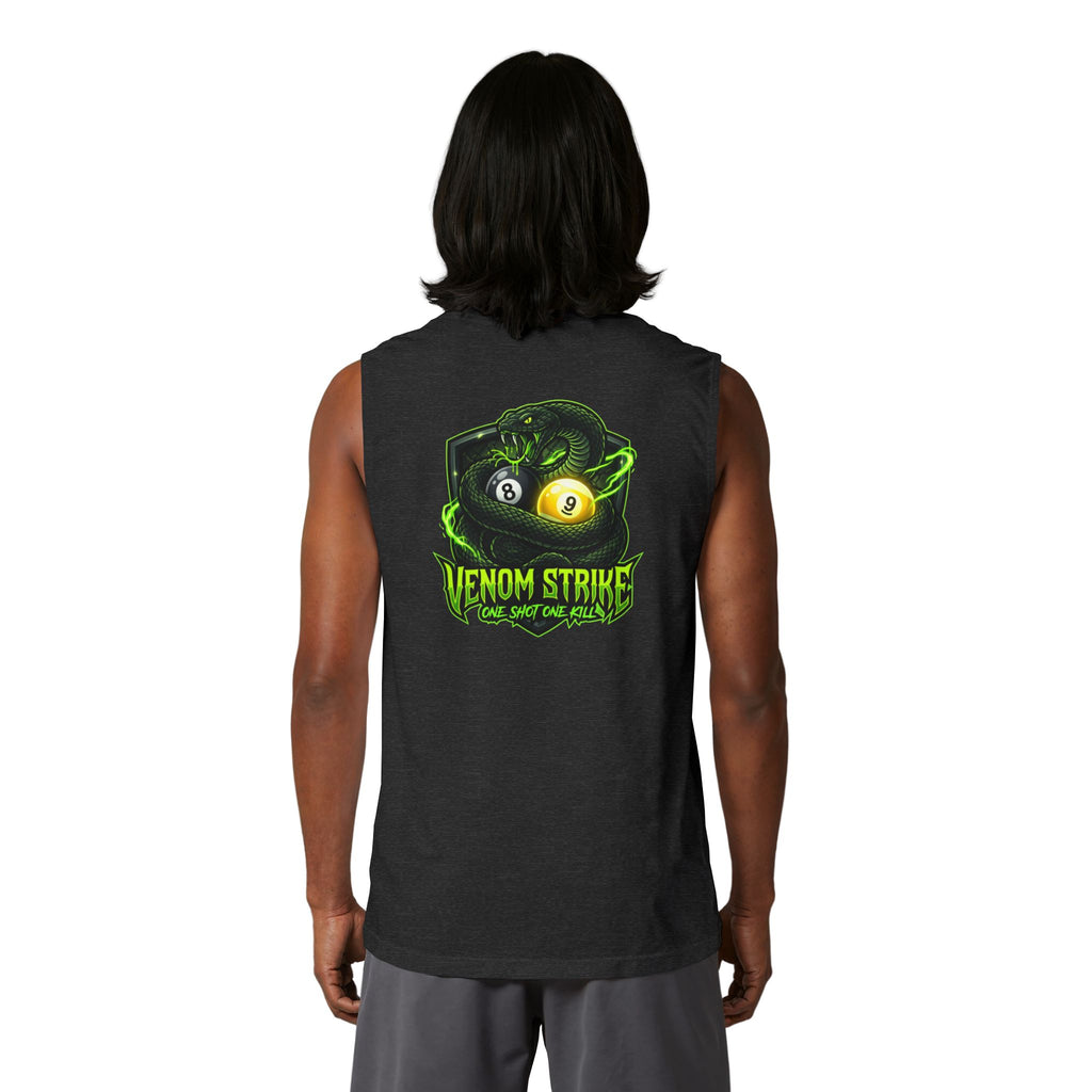 Venom Strike Unisex Muscle Tank – Snake 8 Ball & 9 Ball Pool Player Sleeveless Shirt | Billiards Gym Tank by Cue Crew Supply