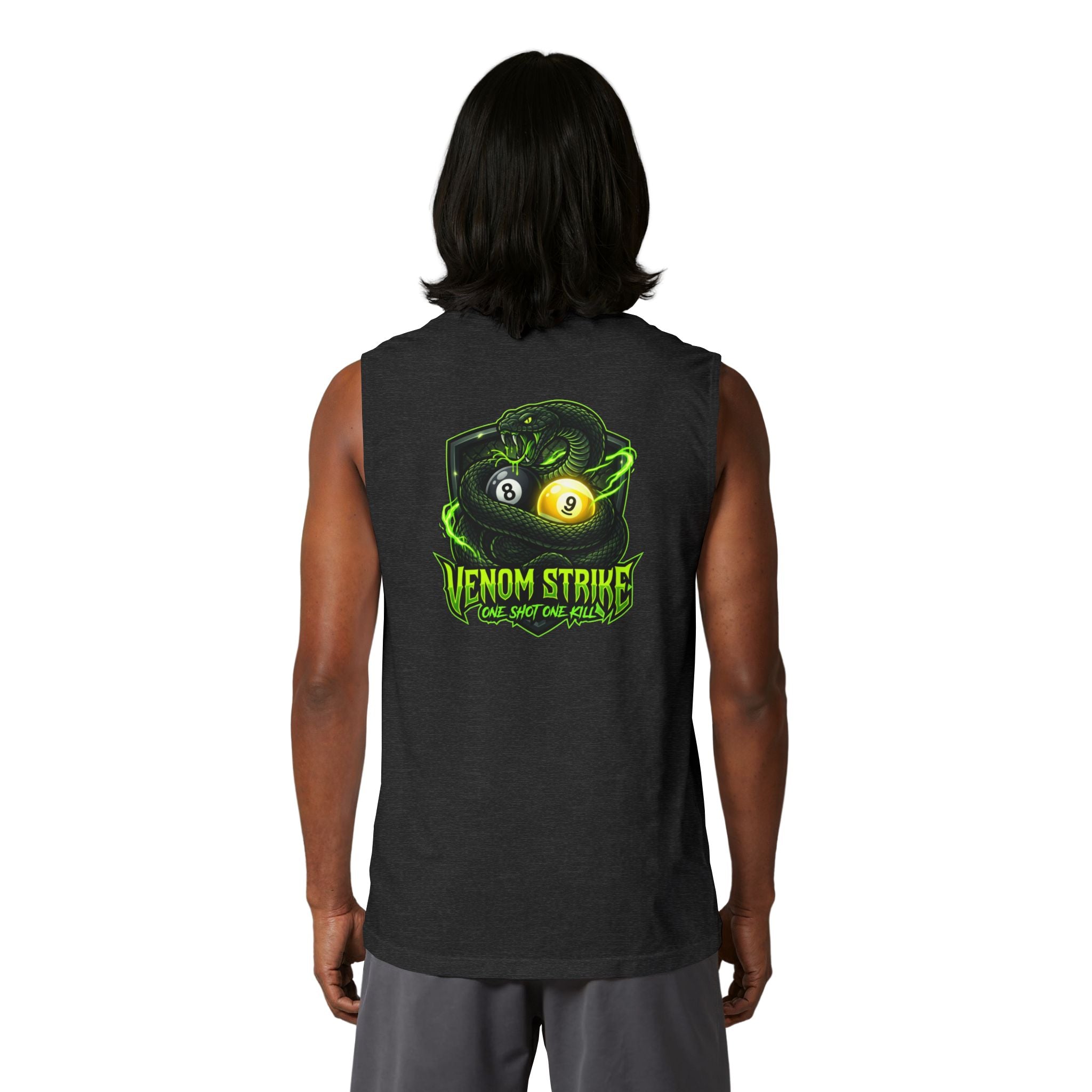 Venom Strike Unisex Muscle Tank – Snake 8 Ball & 9 Ball Pool Player Sleeveless Shirt | Billiards Gym Tank by Cue Crew Supply