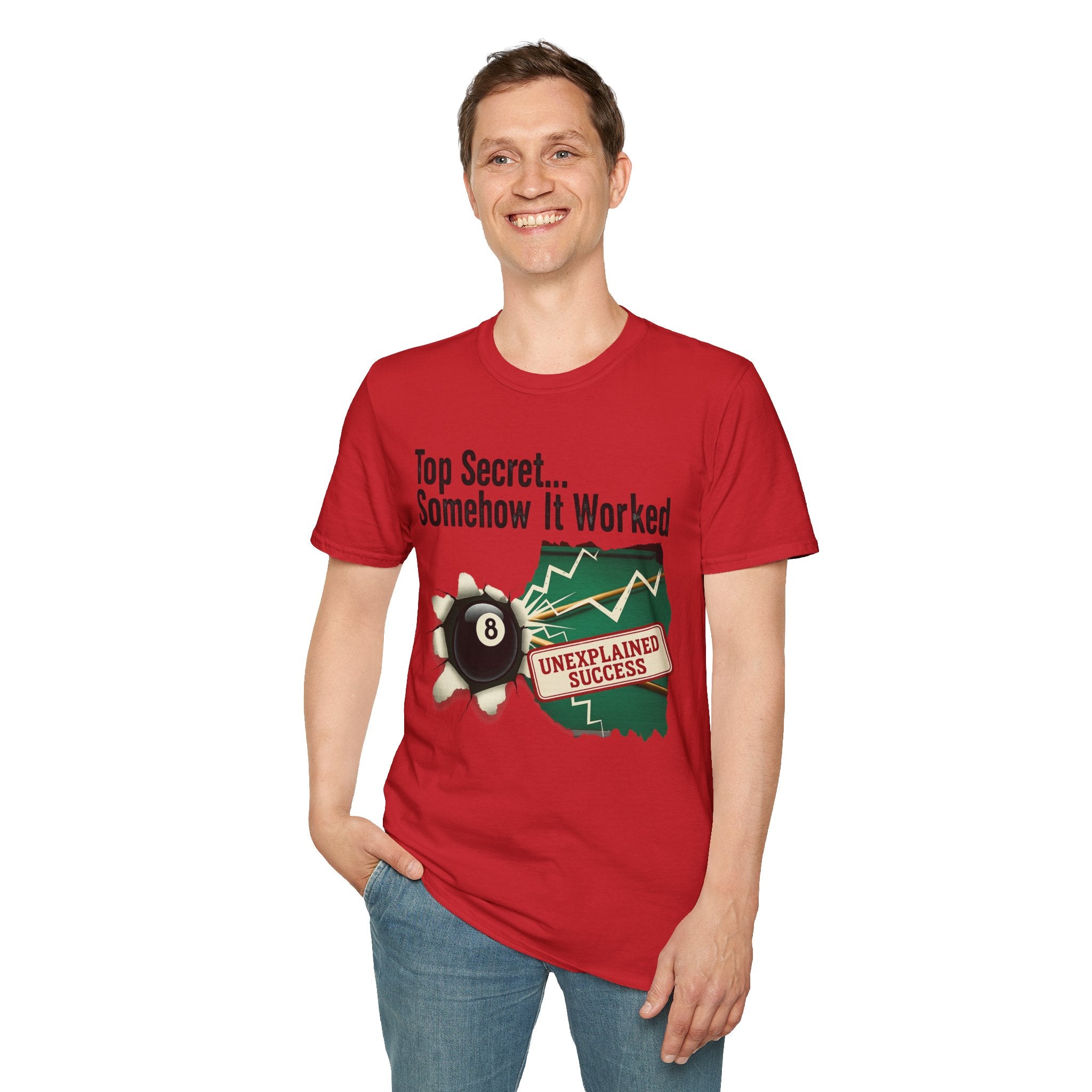 Top Secret… Somehow It Worked - Unexplained Core Line Billiards Gildan Tee