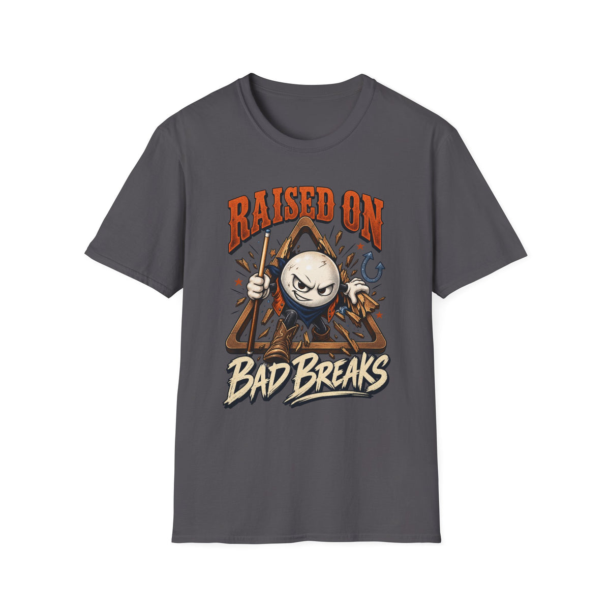 Raised on Bad Breaks – Funny Billiards T-Shirt – Pool Player Tee – CCS-EST-004