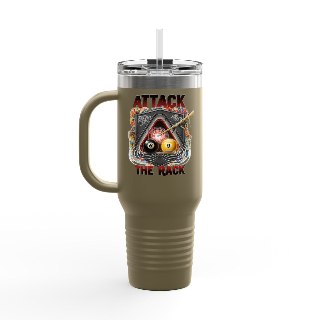 Attack the Rack 40oz Insulated Travel Mug — Pool Cue Billiards Tumbler