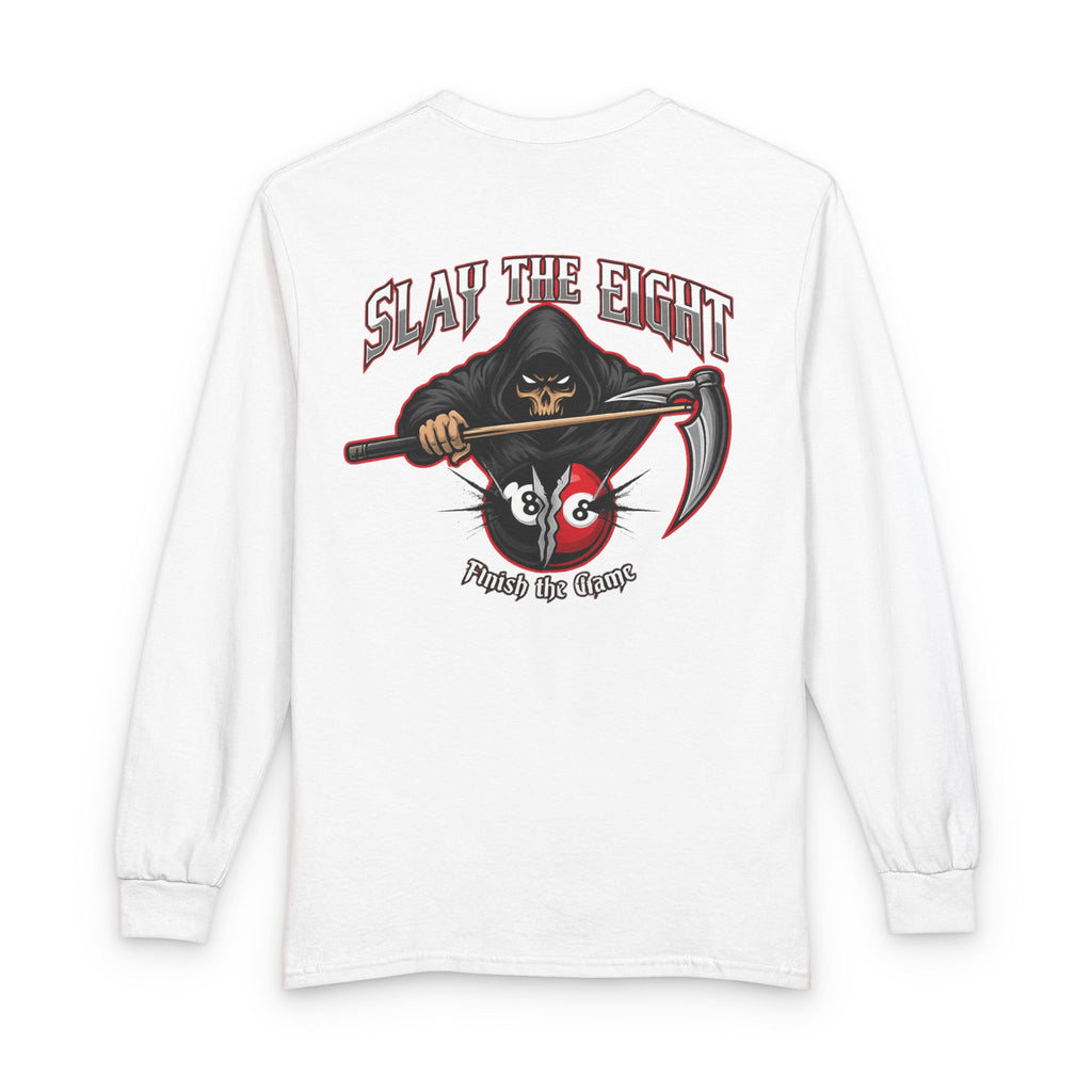 Slay the Eight Grim Reaper Billiards Gildan Long Sleeve Tee