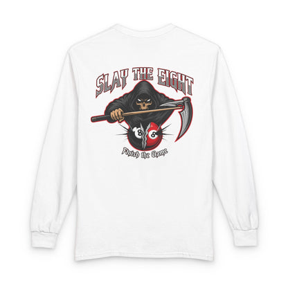 Slay the Eight Grim Reaper Billiards Gildan Long Sleeve Tee