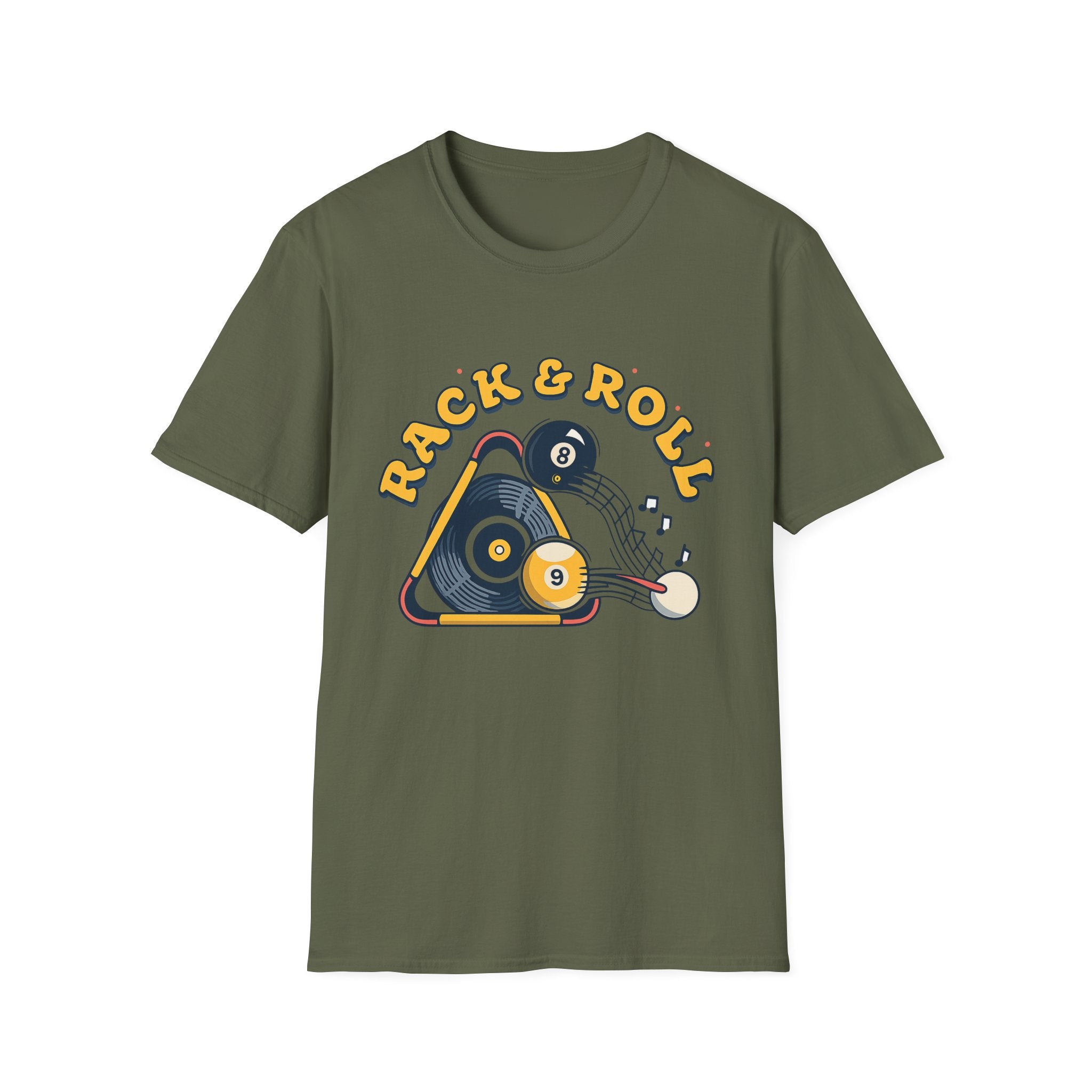 Rack & Roll Billiards Vintage Pool Ball Music Core Line Gildan Tee