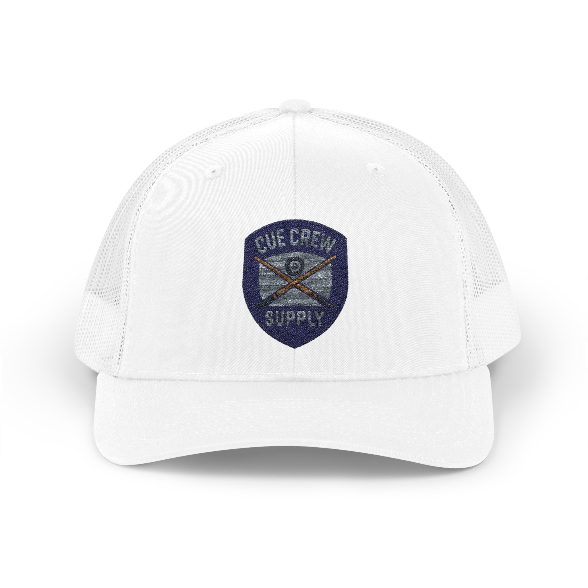 Cue Crew Supply V1 Embroidered Patch Trucker Hat - Yupoong
