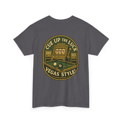 Vegas Style Billiards Tee – Cue Up the Luck 8-Ball Pool & Casino Mashup Gildan Tee