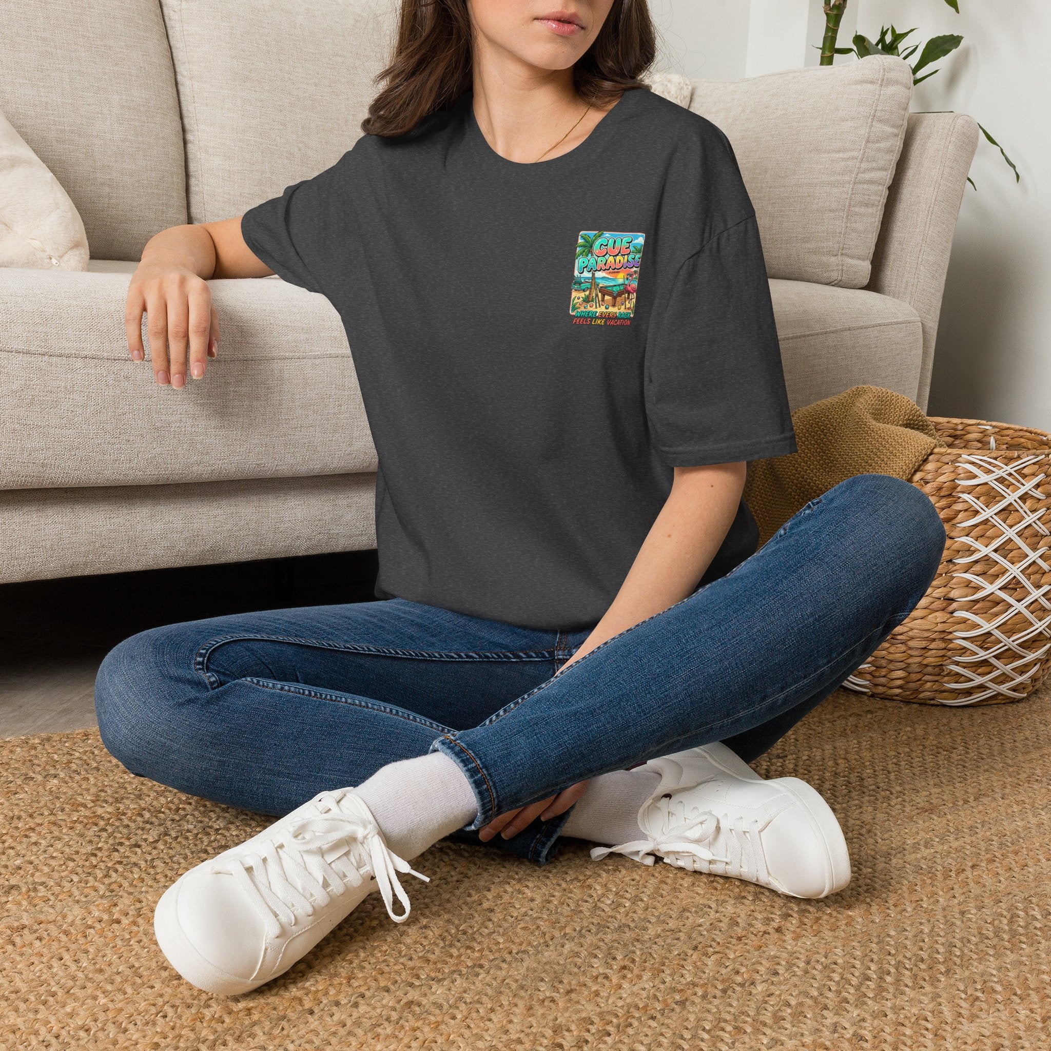 Cue Paradise Florida Billiards T-Shirt | Tropical Pool Player Beach Graphic Tee | Front & Back Print